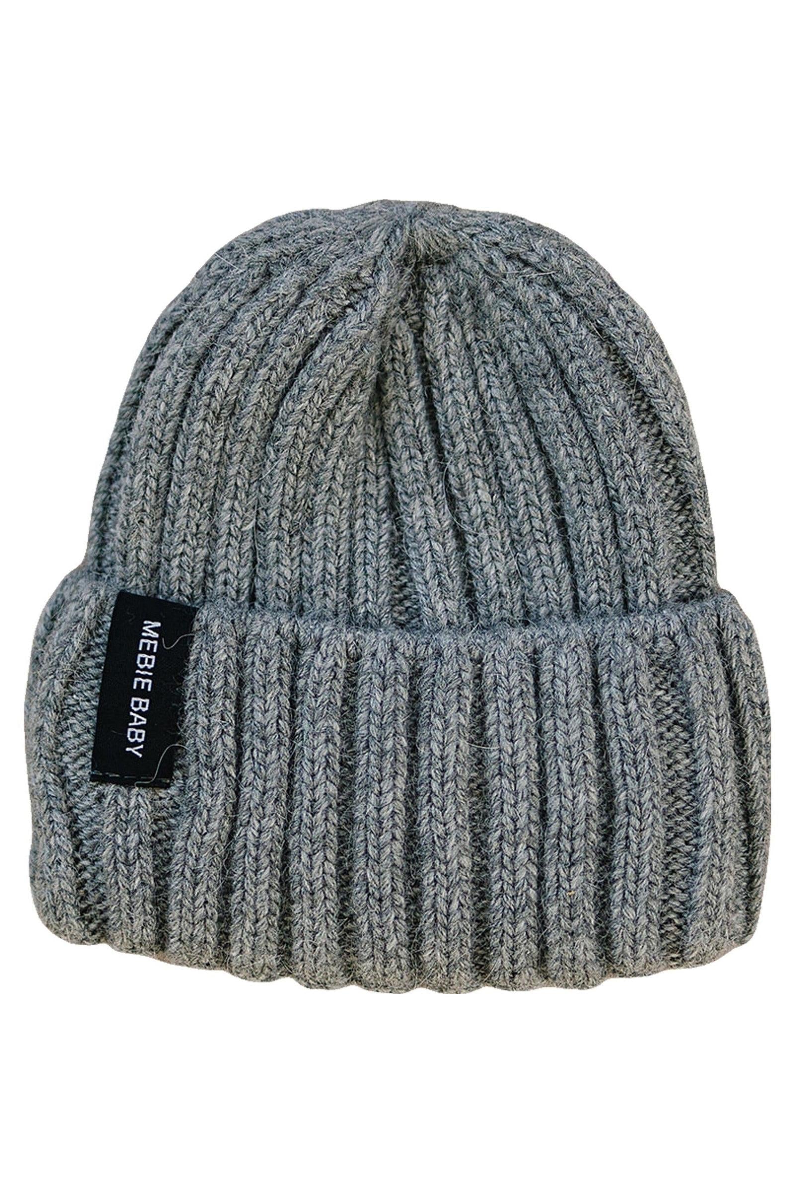 Grey Chunky Knit Beanie, 100% Angora Wool, Newbon, Baby