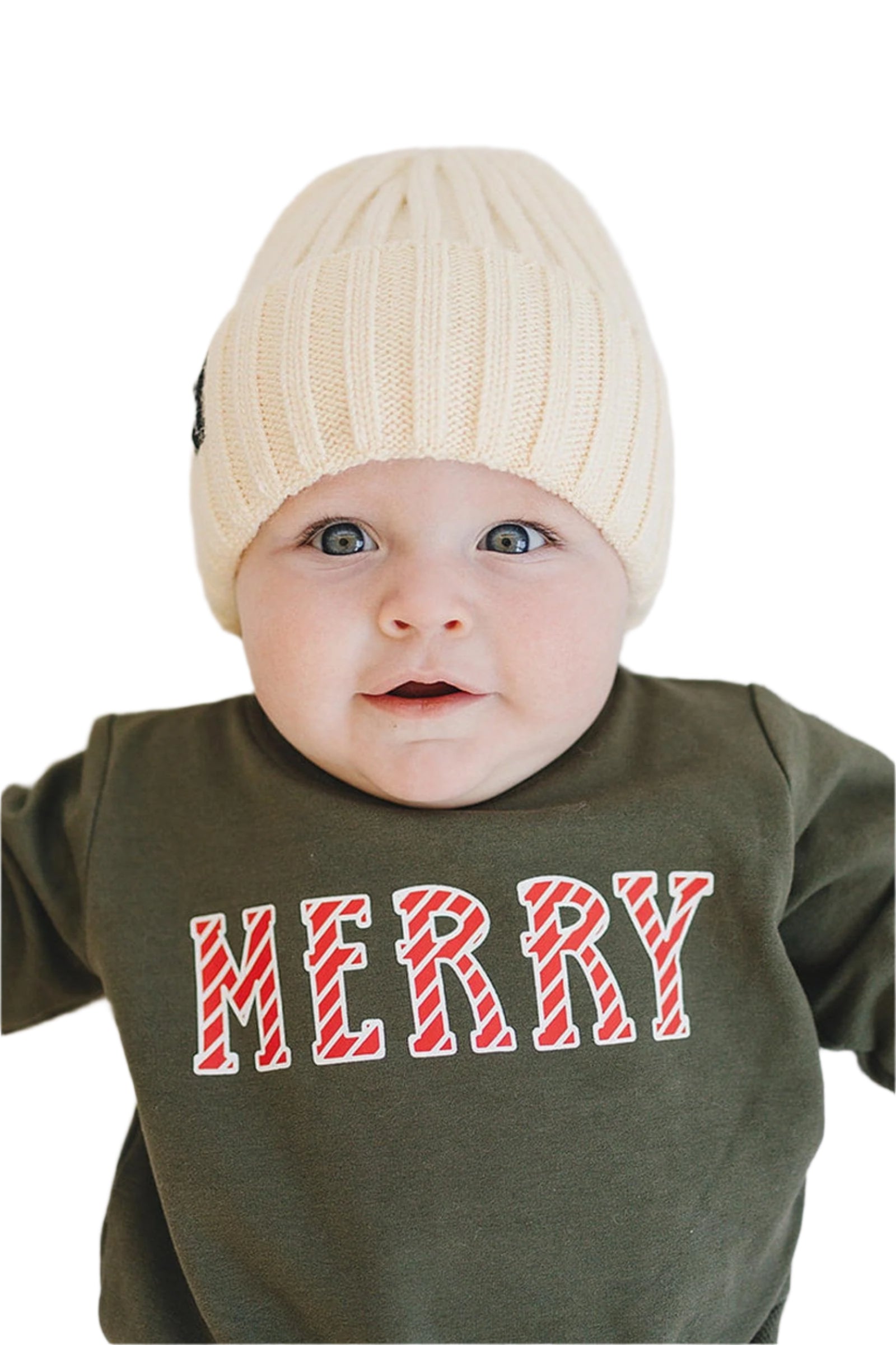 Cream Chunky Knit Beanie, 100% Angora Wool, Newbon, Baby