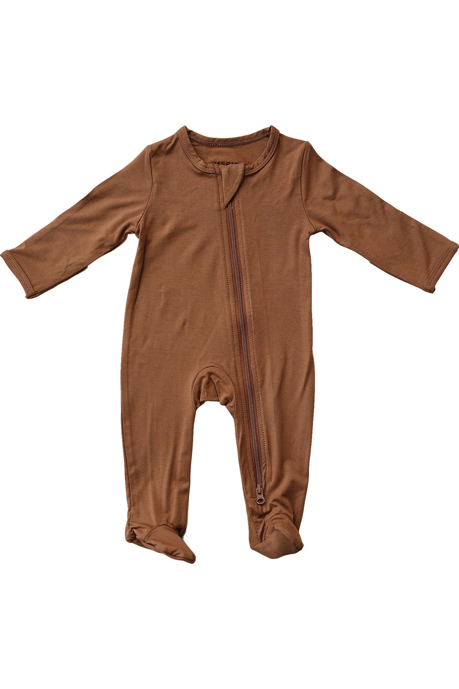 Rust Footed Zipper Pajama, Bamboo, Baby Essentials