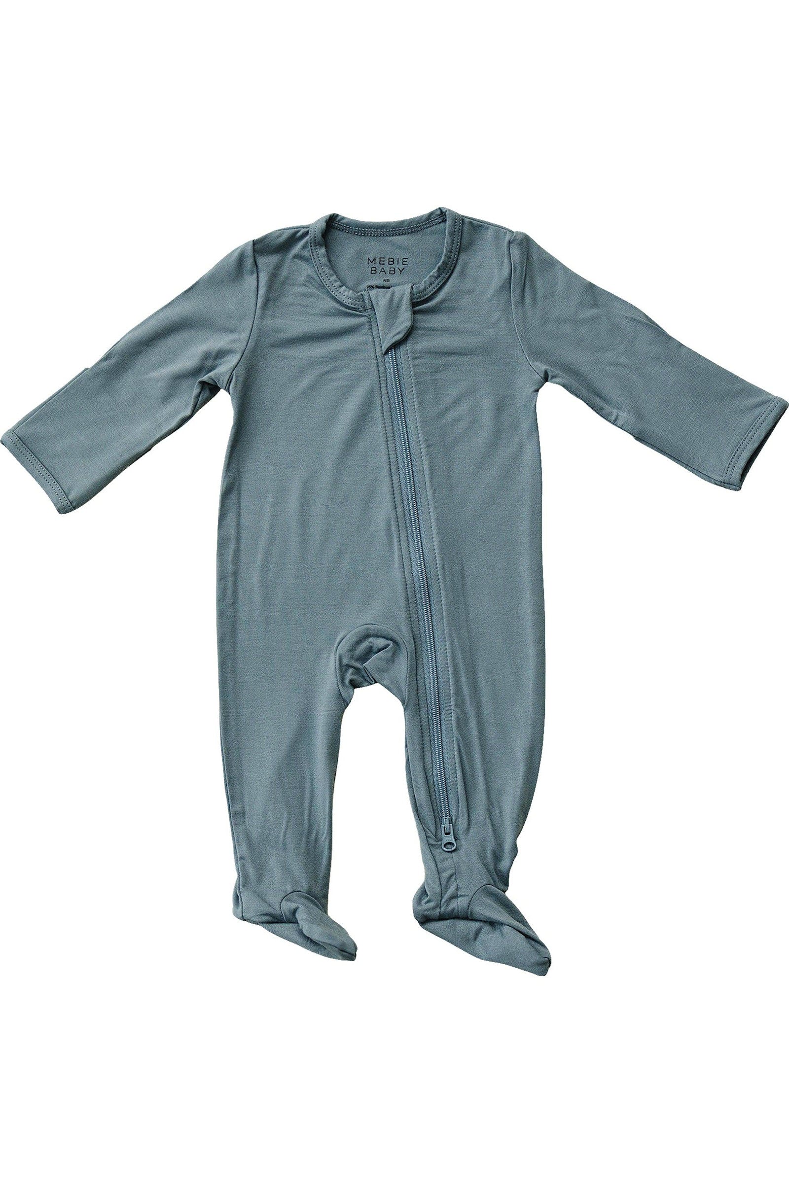 Dusty Blue Footed Zipper Pajama, Bamboo, Baby Essentials