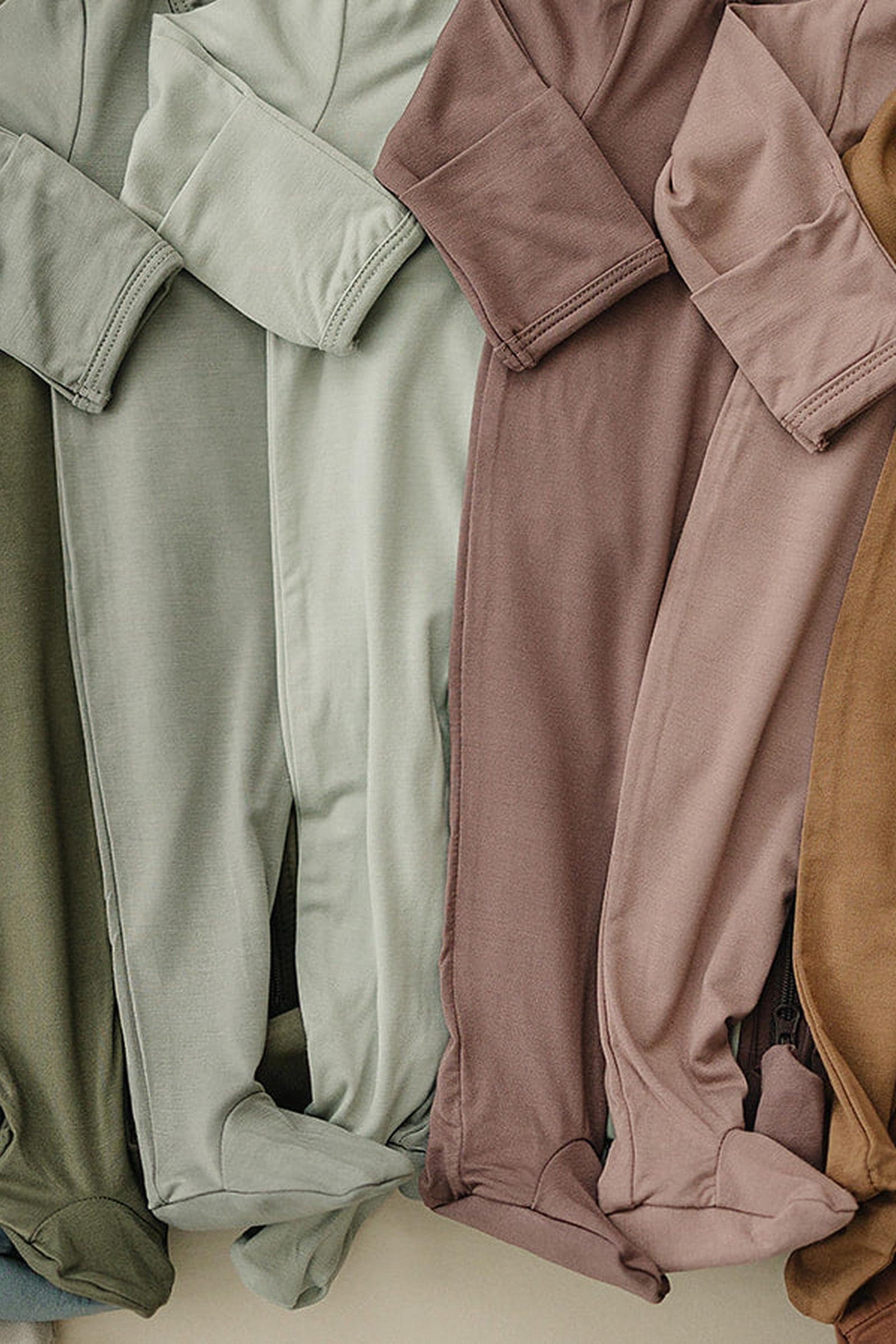 Sage Footed Zipper Pajama, Bamboo