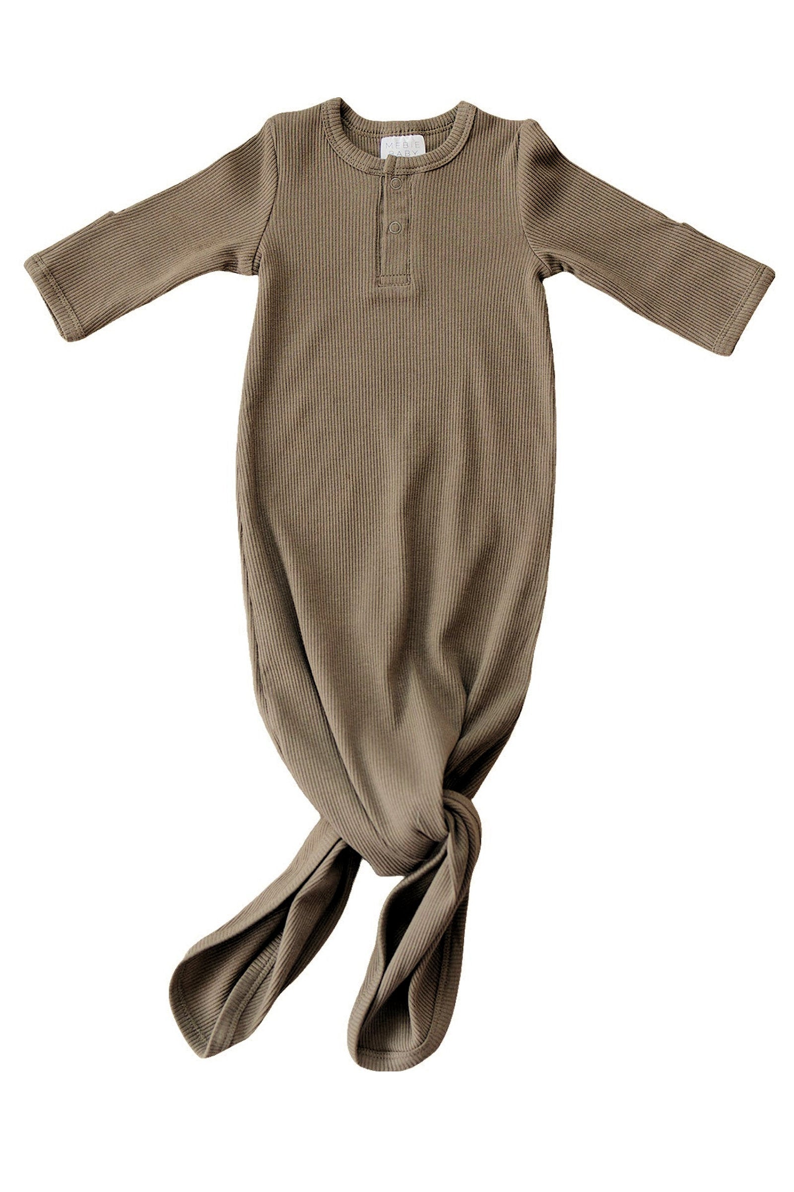 Cocoa Ribbed Knot Gown, Baby Essentials, Organic Cotton
