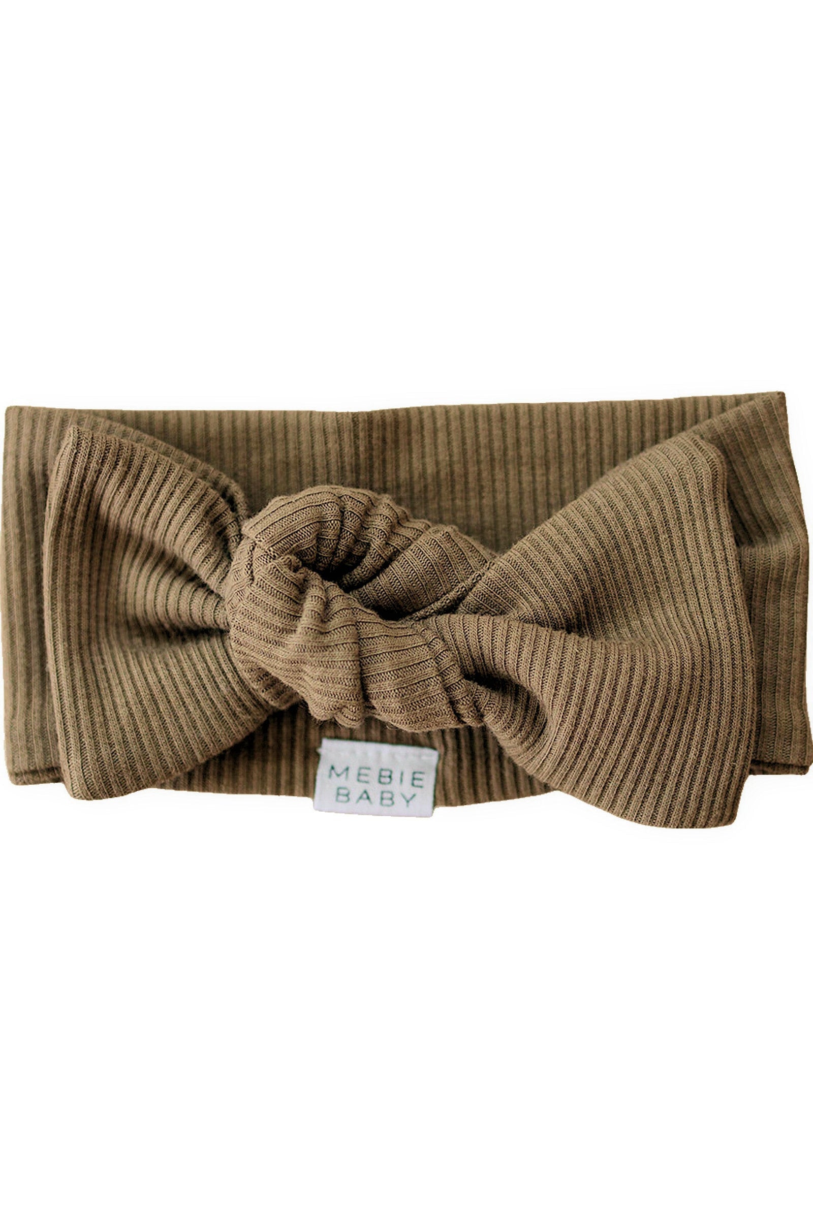 Baby Girl Cocoa Ribbed Head Wrap, Organic Cotton, Baby