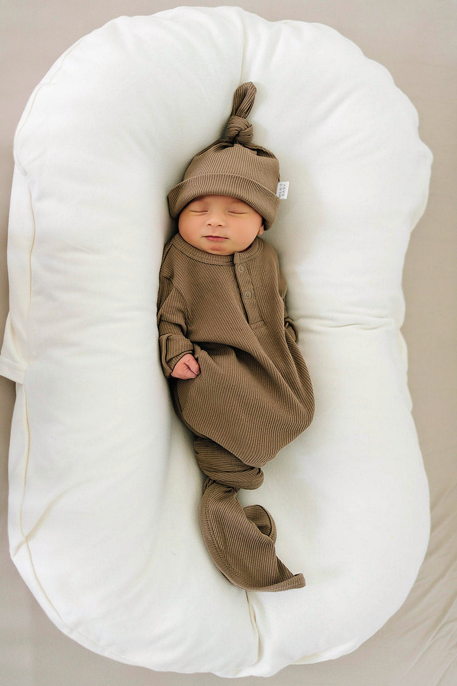 Cocoa Organic Ribbed Newborn Knot Hat, Baby Essentials, Cotton
