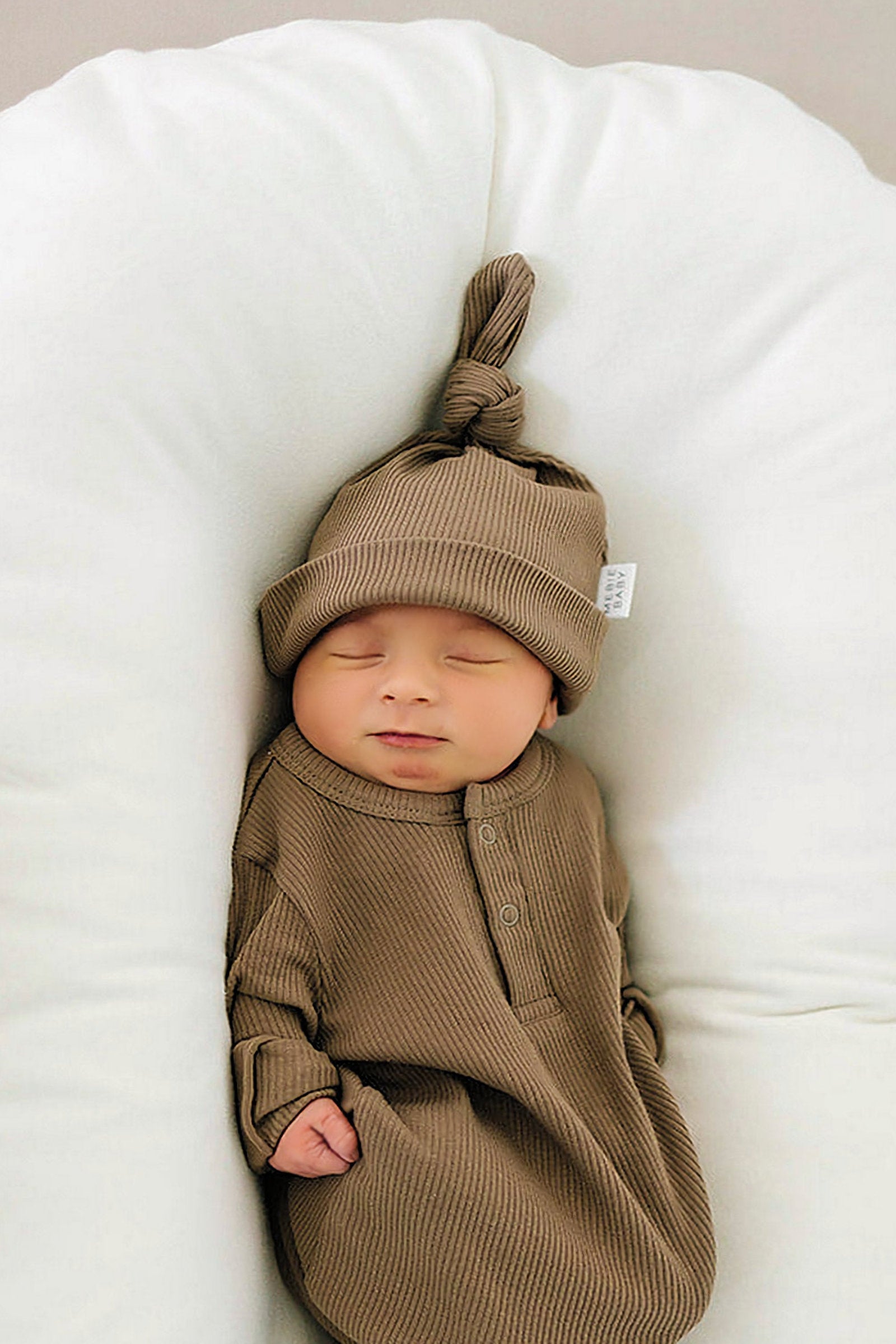 Cocoa Organic Ribbed Newborn Knot Hat, Baby Essentials, Cotton