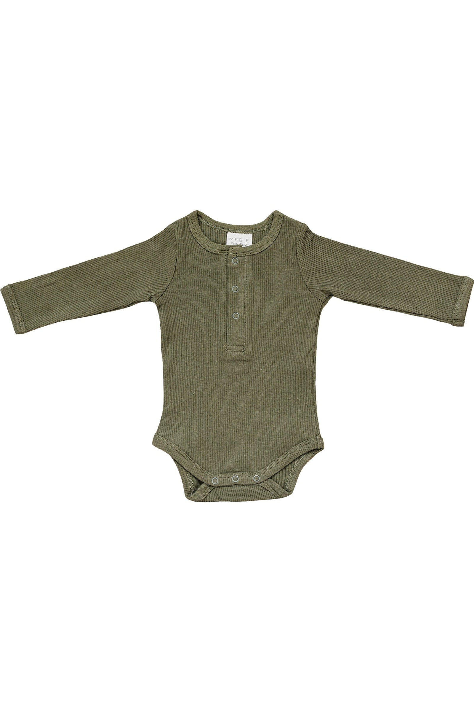 Winter Green Organic Snap Long Sleeve Ribbed Bodysuit, Baby Essentials, Cotton