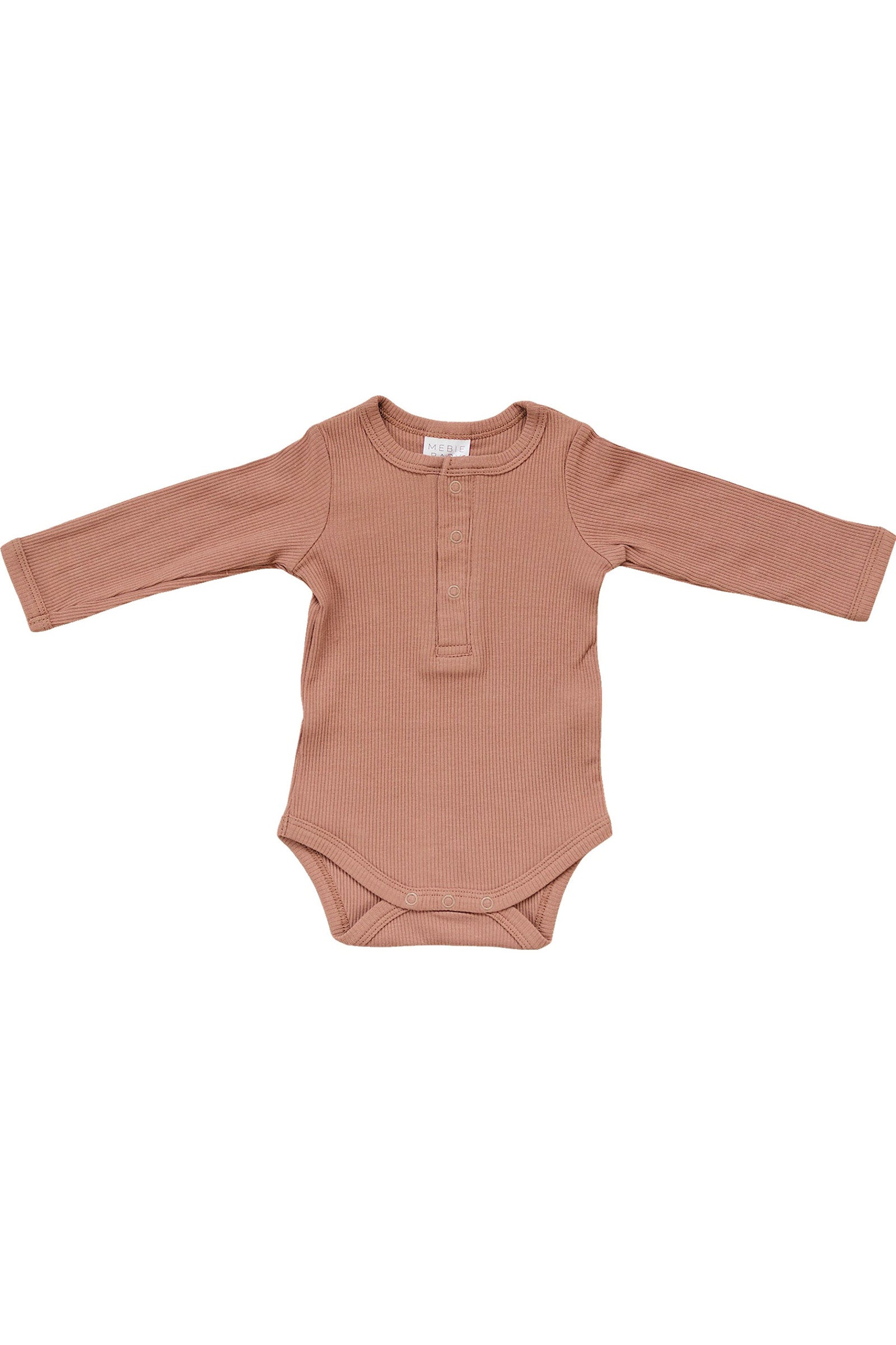 Dusty Rose Snap Long Sleeve Ribbed Bodysuit, Baby Essentials, Organic Cotton