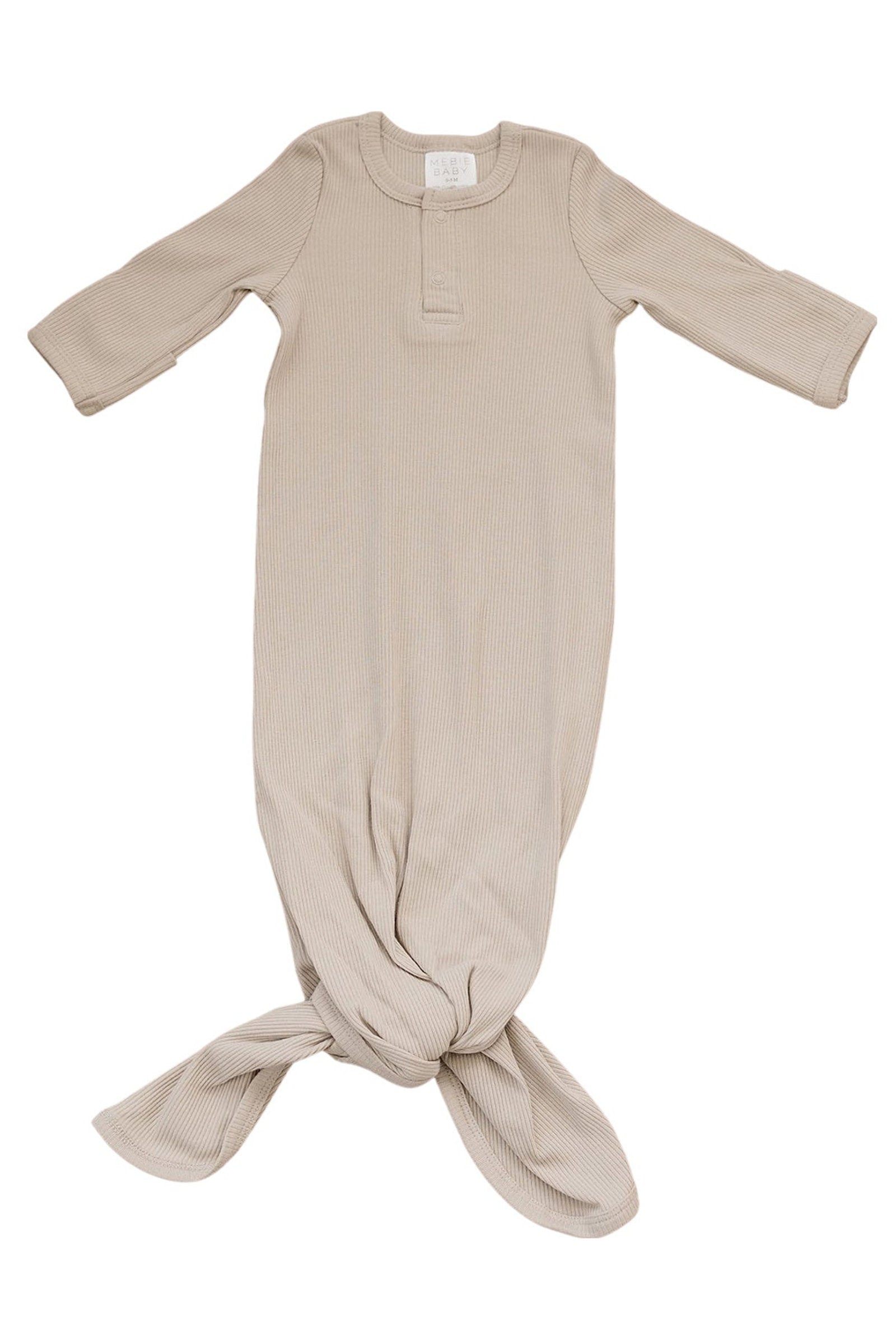 Oatmeal Ribbed Knot Gown, Baby Essentials, Organic Cotton