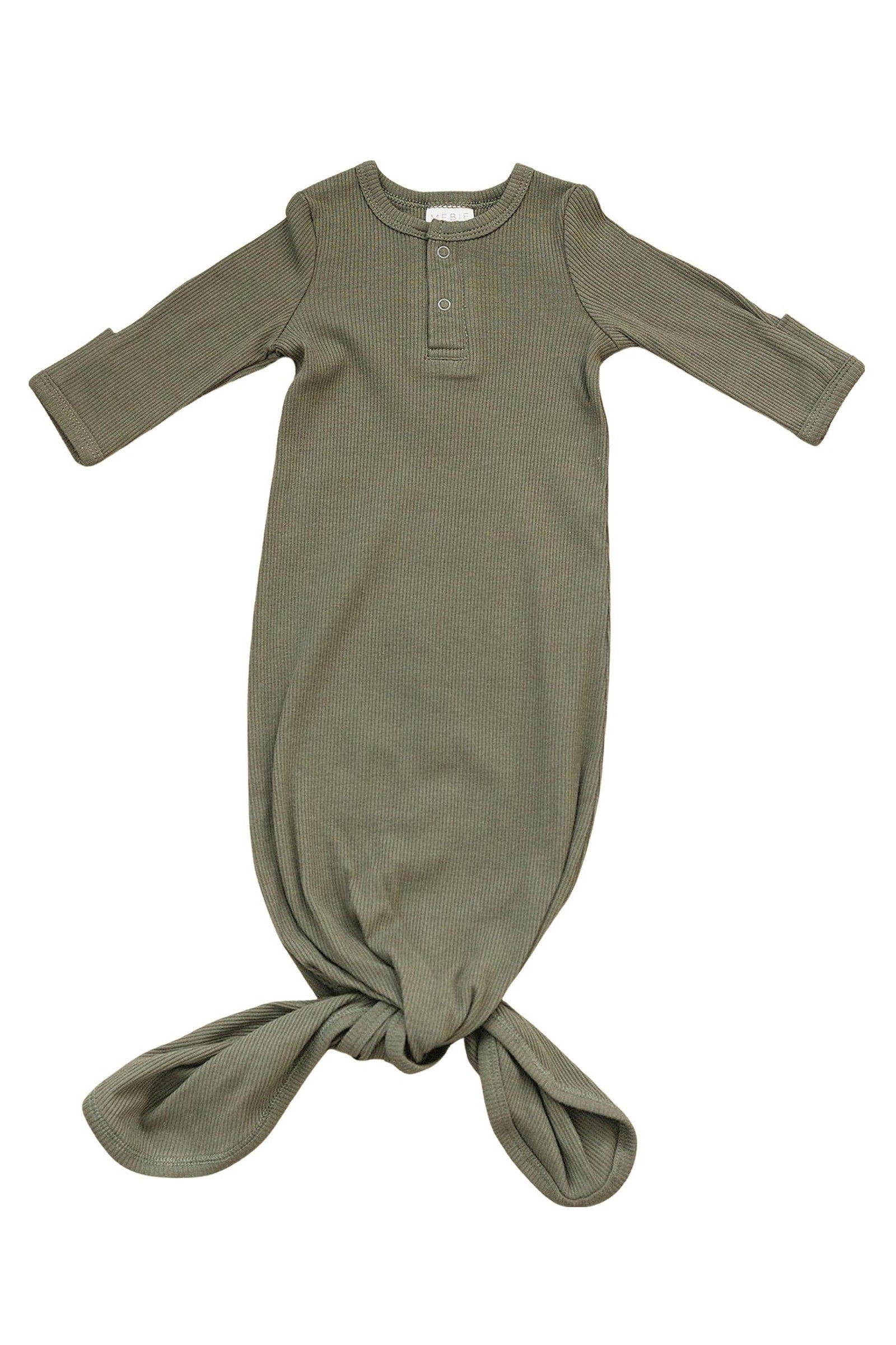 Winter Green Ribbed Knot Gown, Baby Essentials, Organic Cotton