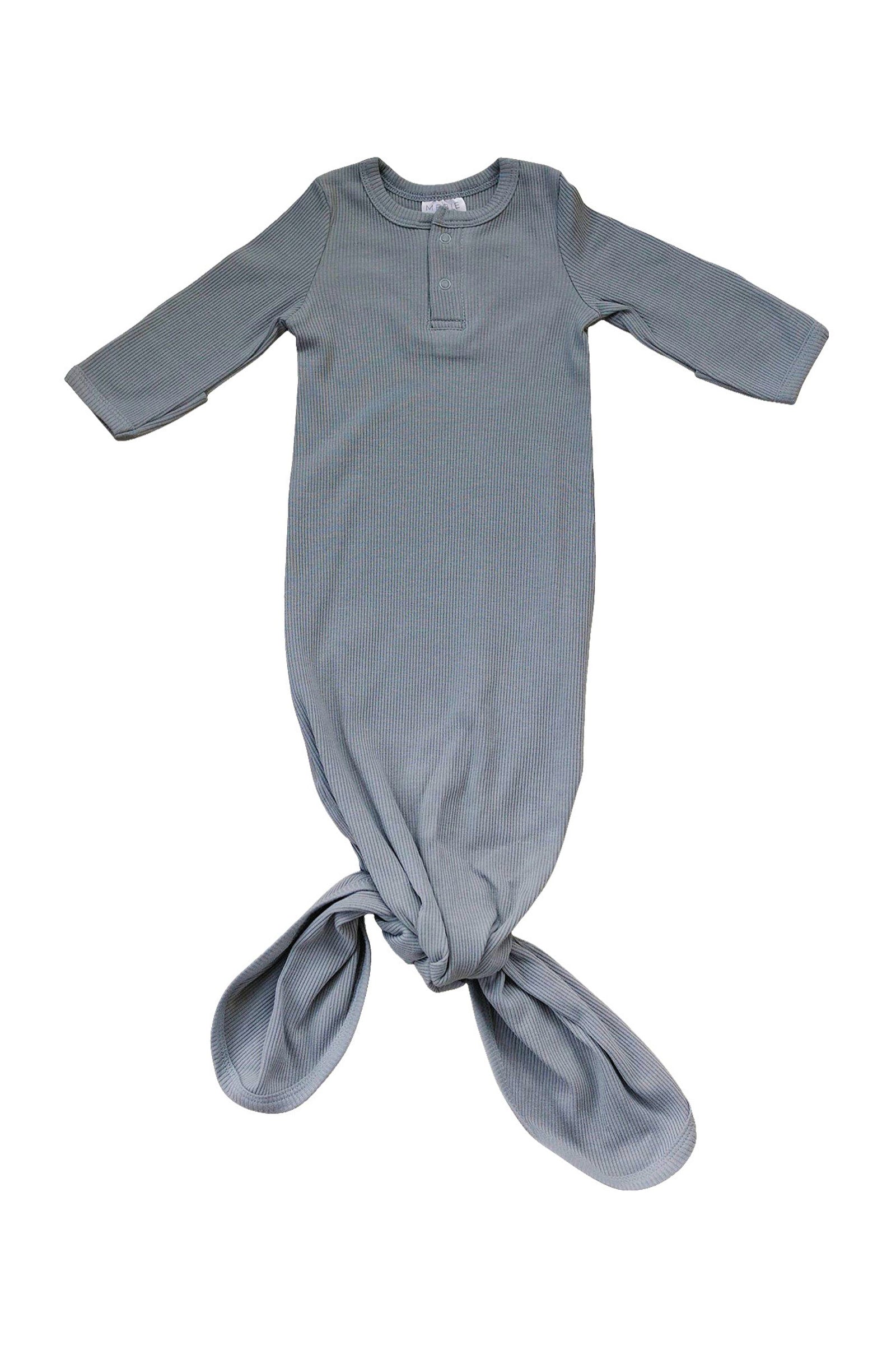 Grey Ribbed Knot Gown, Baby Essentials, Organic Cotton
