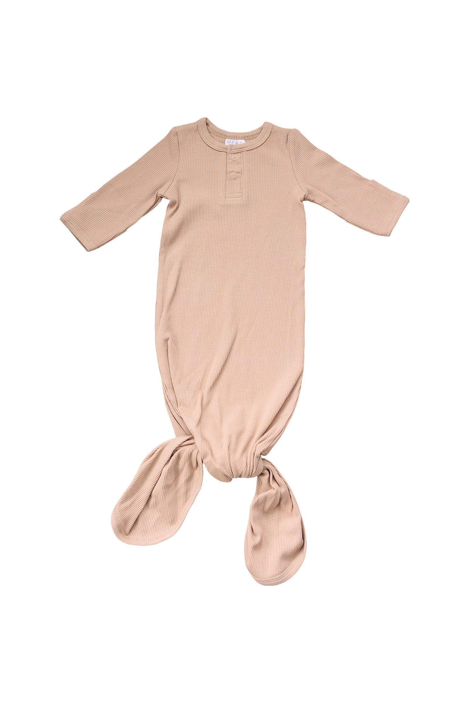 Pale Pink Ribbed Knot Gown, Baby Essentials, Organic Cotton