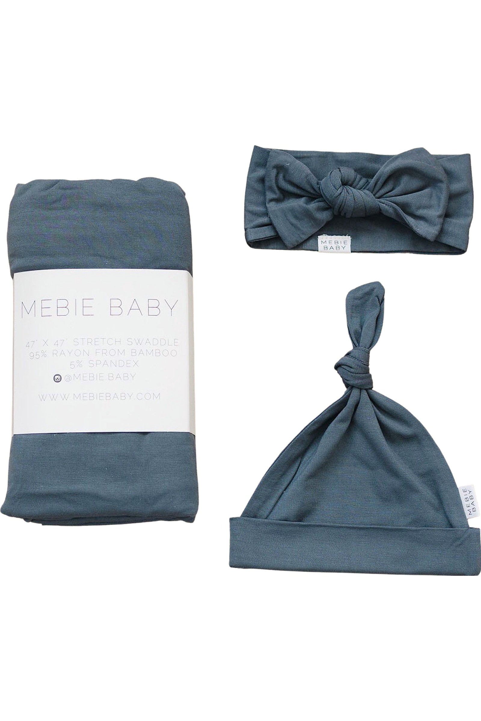 Dusty Blue Stretch Swaddle Blanket, Bamboo, Baby Essentials