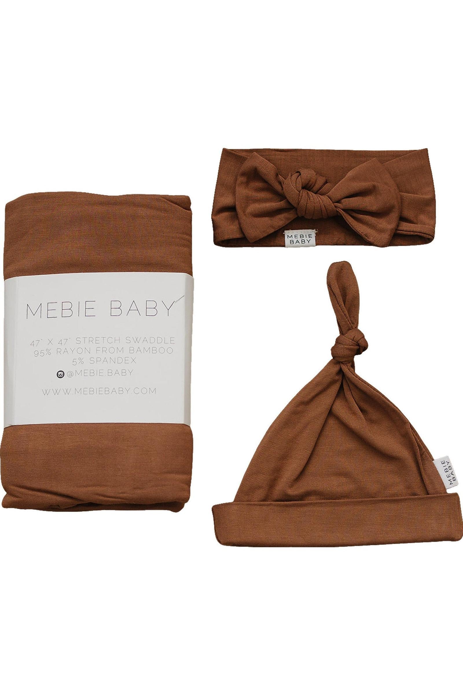 Rust Swaddle Blanket + Hat OR Head Wrap Set, Bamboo, Baby Essentials