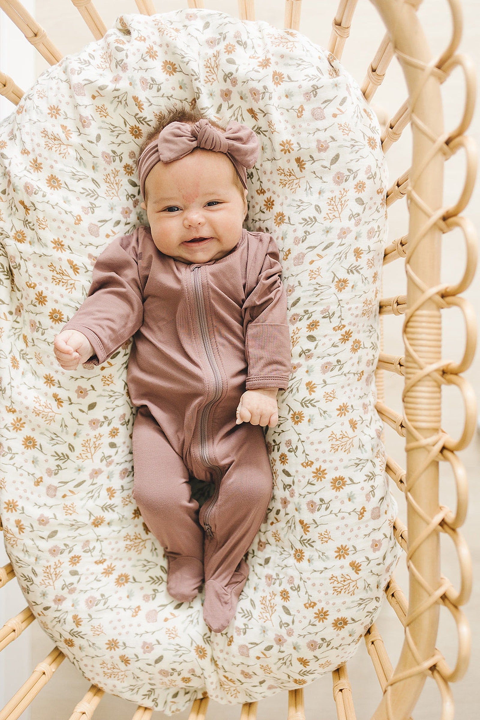 Plum Footed Zipper Pajama, Bamboo, Baby Essentials