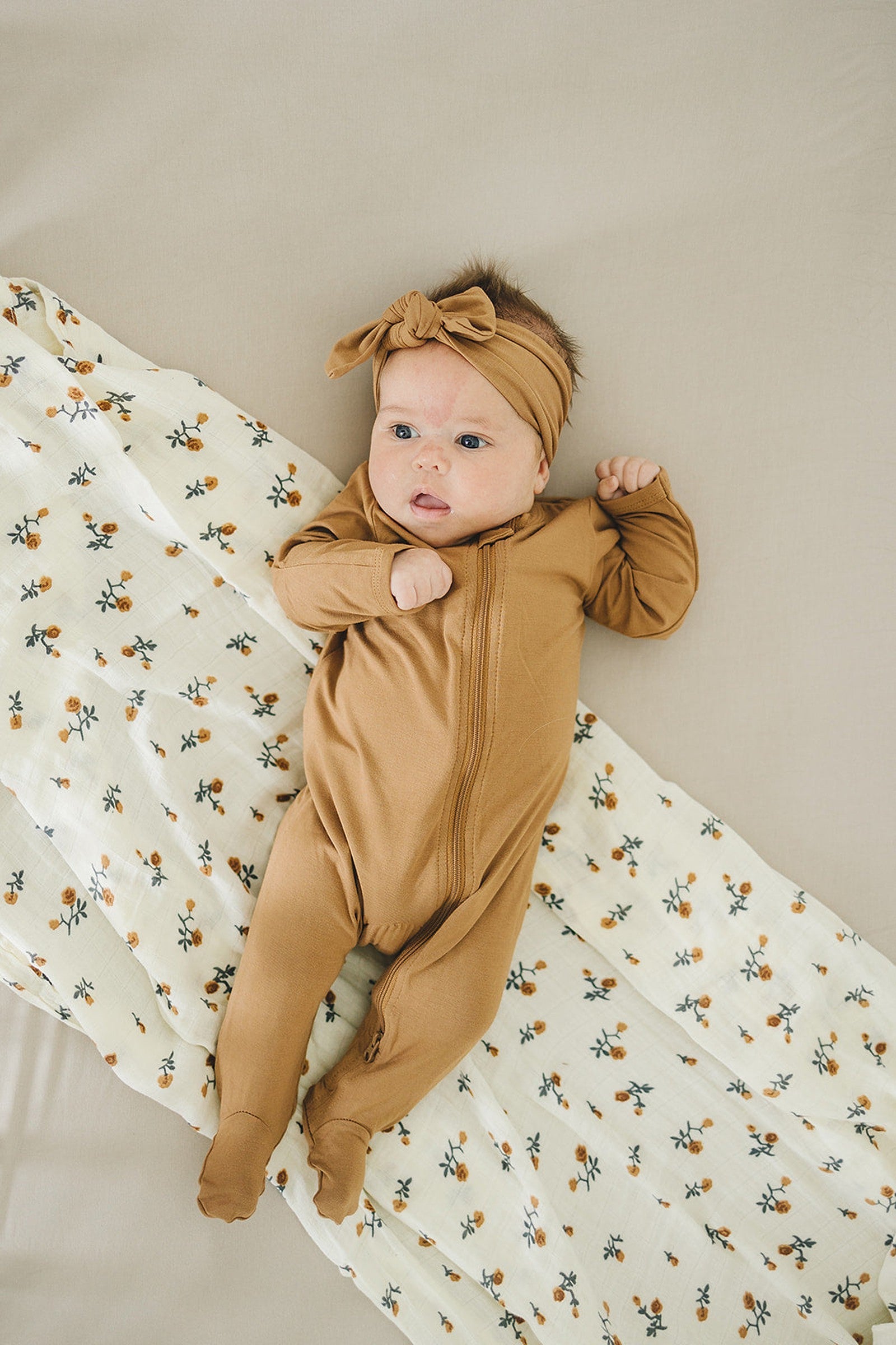 Mustard Footed Zipper Pajama, Bamboo, Baby Essentials