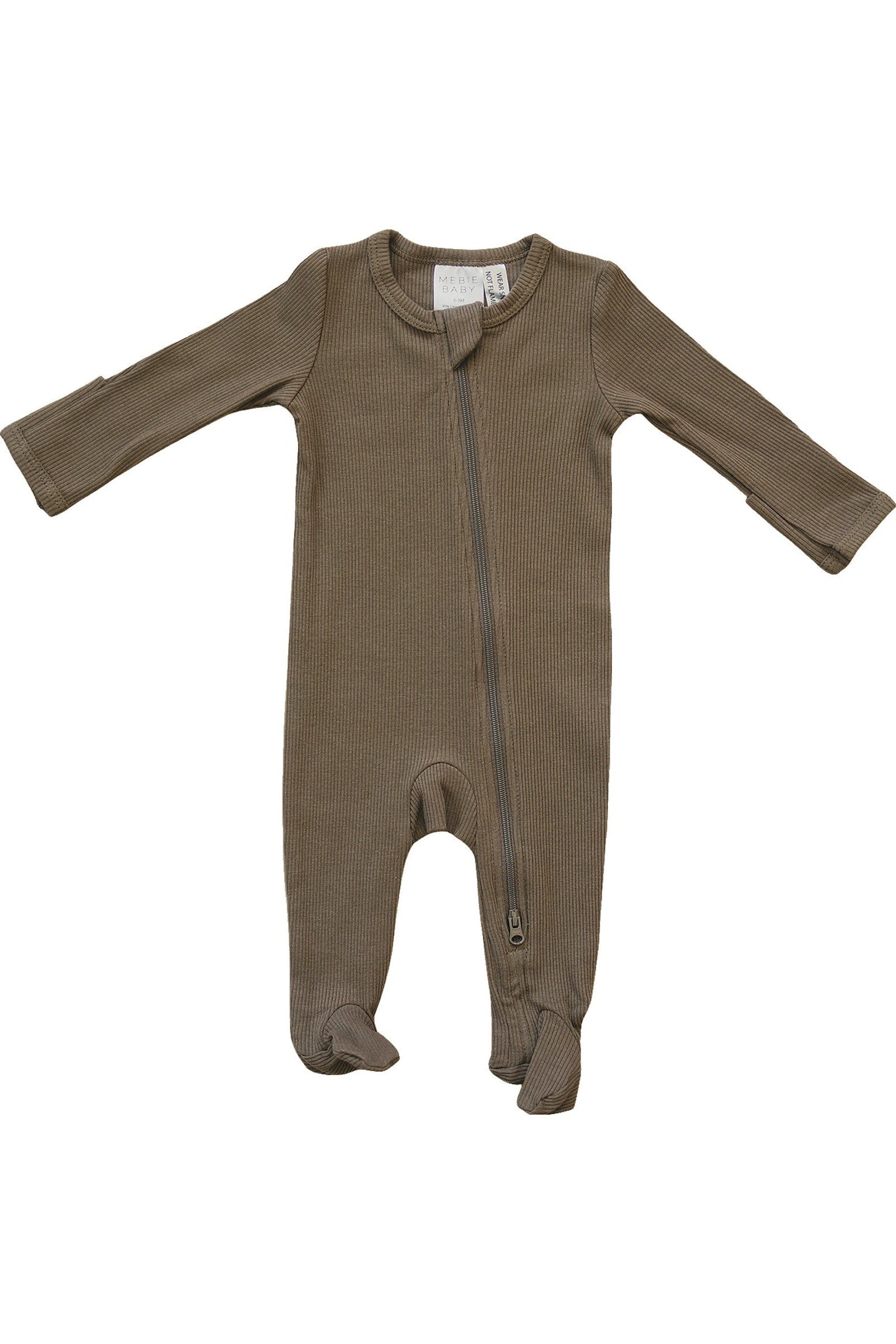 Cocoa Ribbed Zipper Footed Pajama, Baby Essentials, Organic Cotton