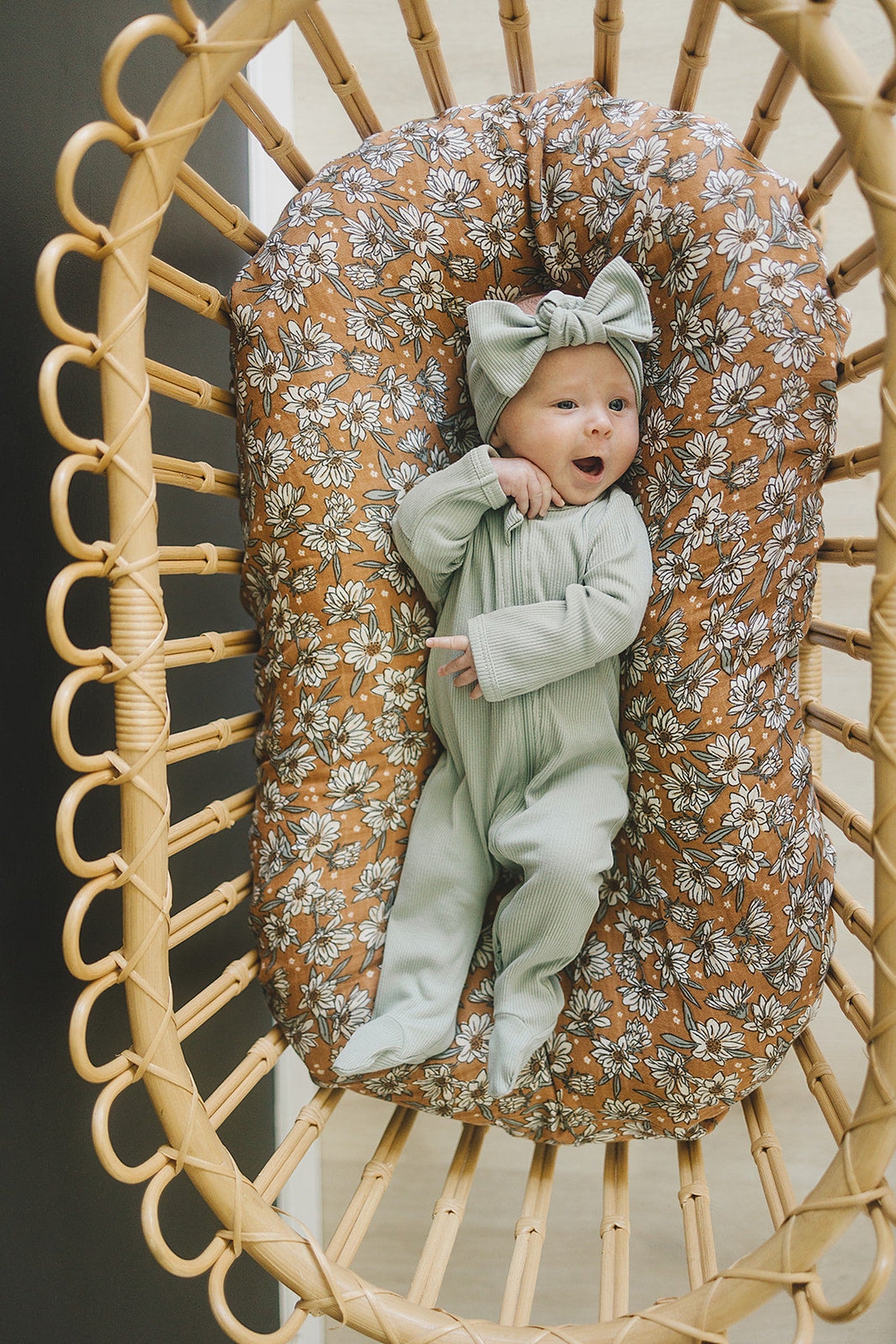 Sage Ribbed Zipper Footed Pajama, Organic Cotton, Baby Essentials