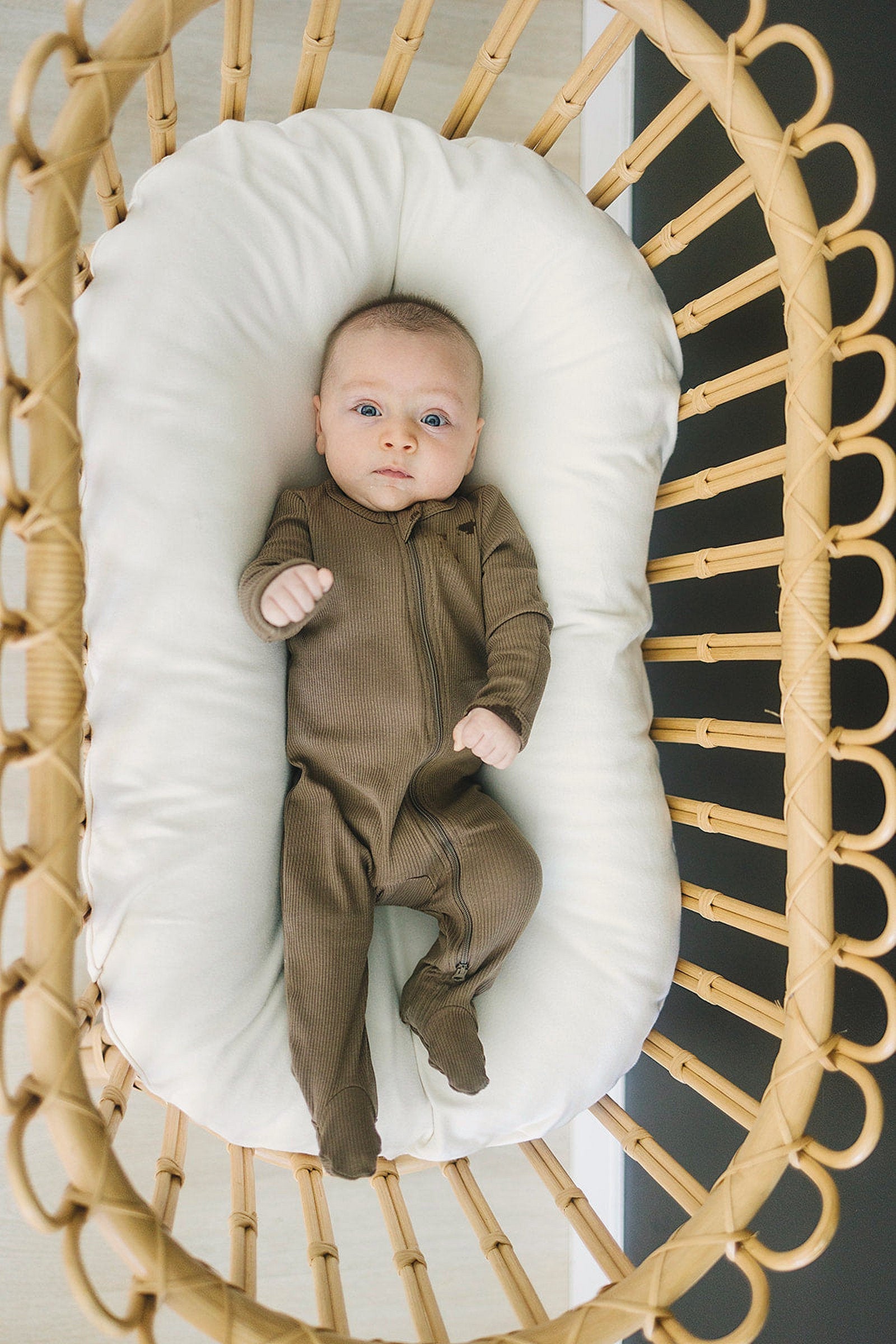 Cocoa Ribbed Zipper Footed Pajama, Baby Essentials, Organic Cotton