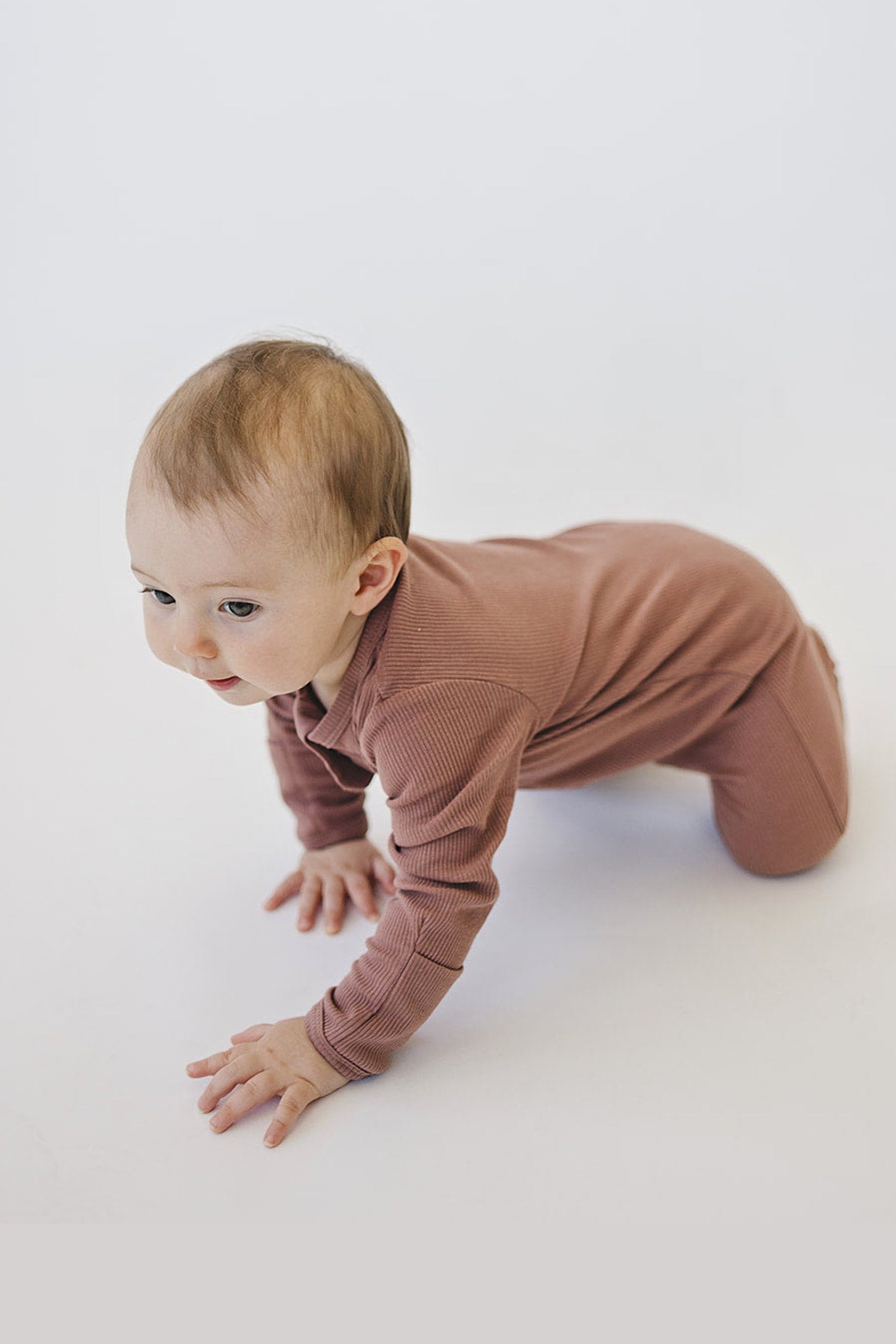 Dusty Rose Ribbed Zipper Footed Pajama, Baby Essentials, Organic Cotton
