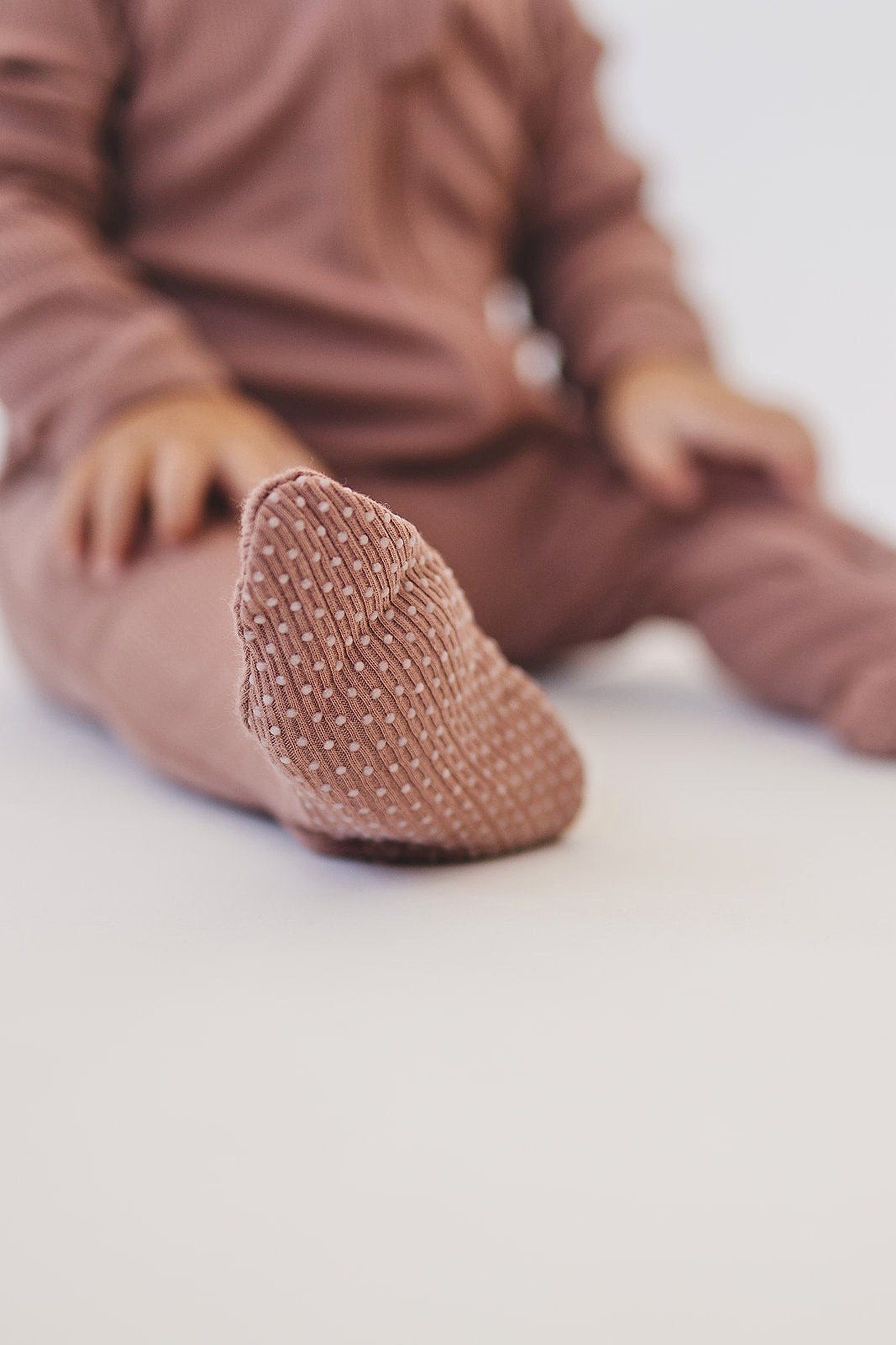 Dusty Rose Ribbed Zipper Footed Pajama, Baby Essentials, Organic Cotton