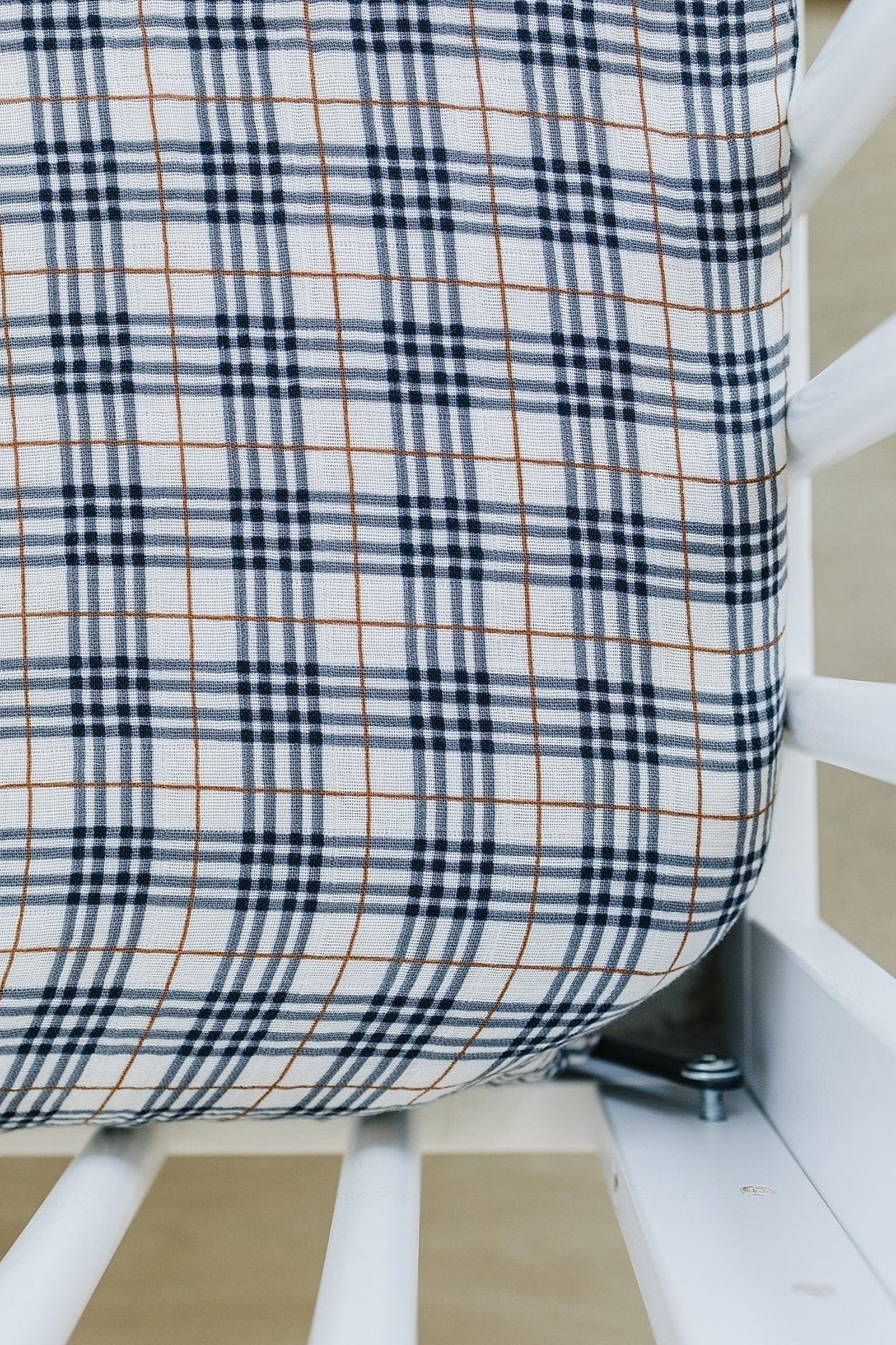 Vintage Plaid Muslin Crib Sheet, 100% Cotton, Baby Essentials