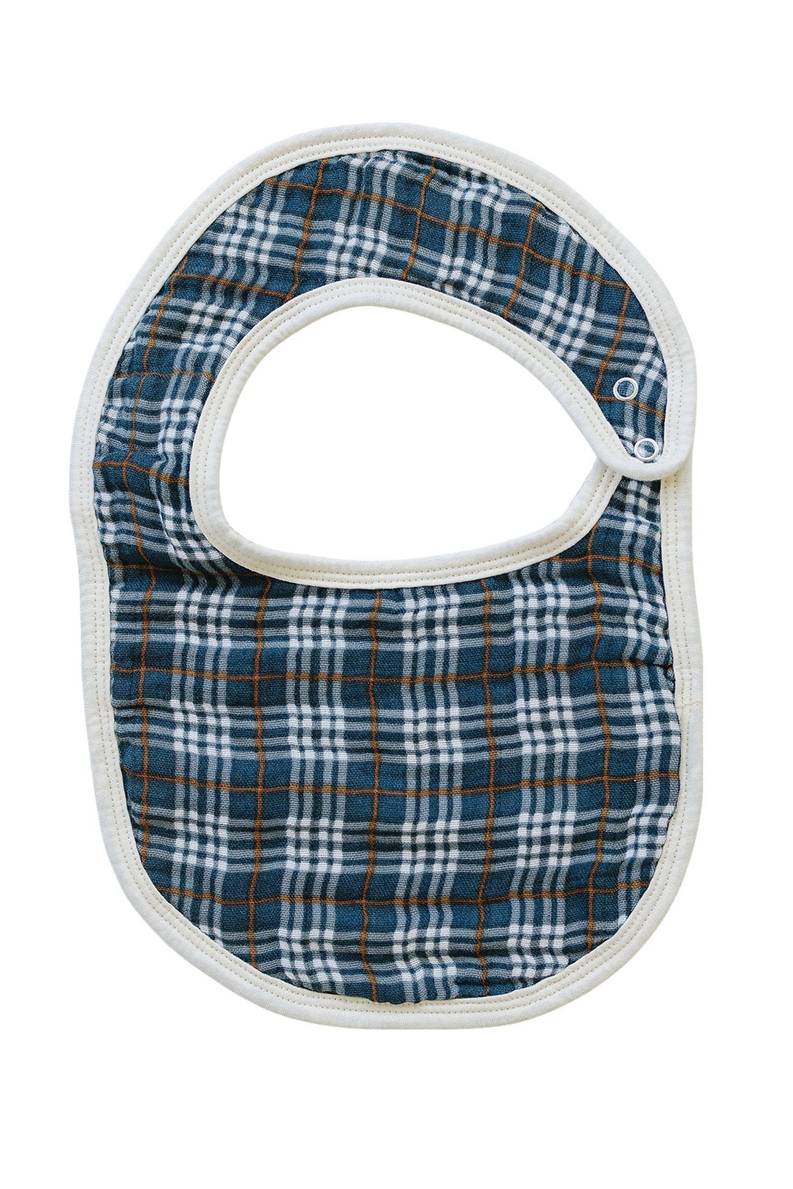 Navy Plaid Classic Muslin Bib, 100% Cotton, Baby Essentials