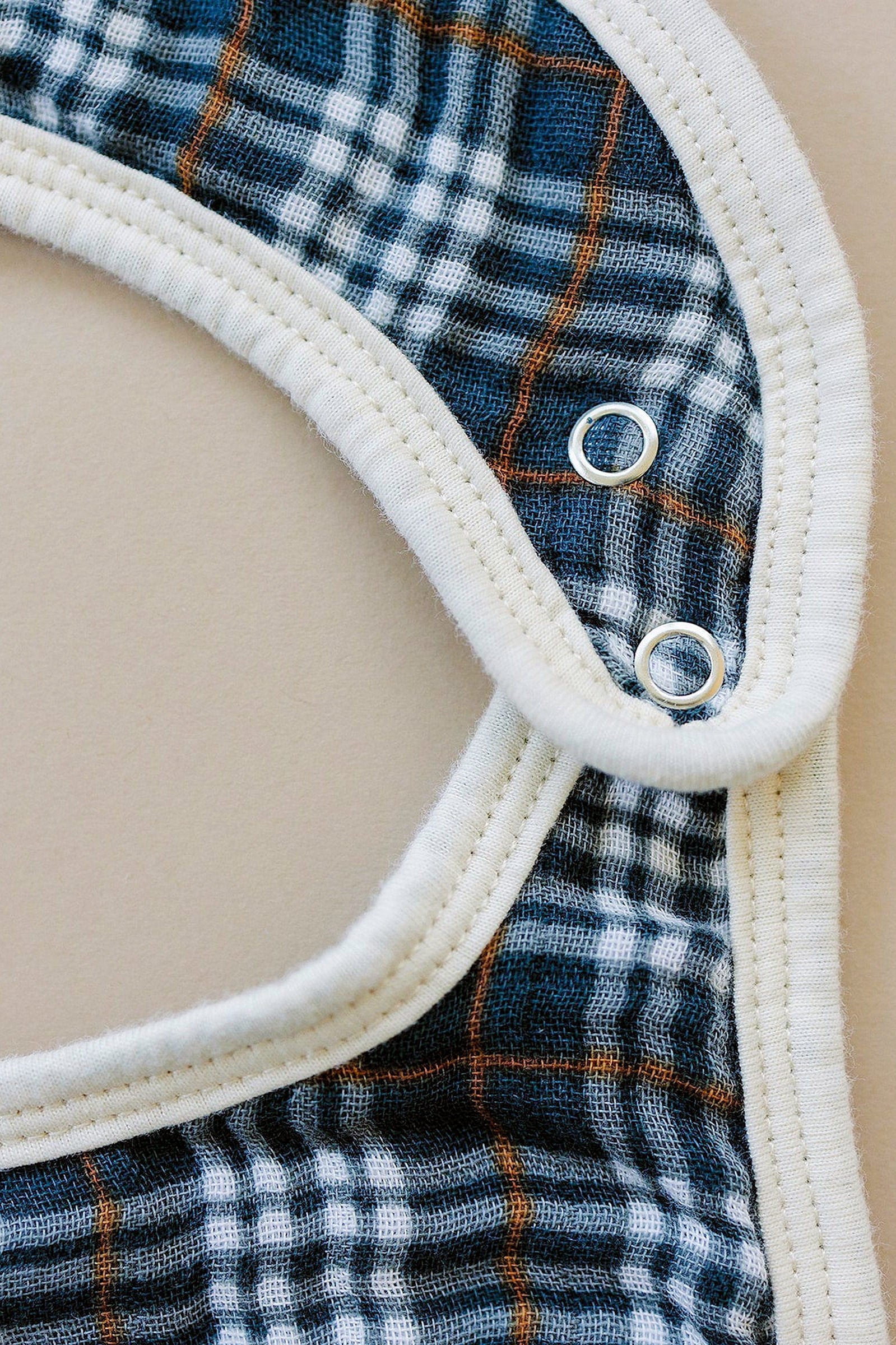 Navy Plaid Classic Muslin Bib, 100% Cotton, Baby Essentials