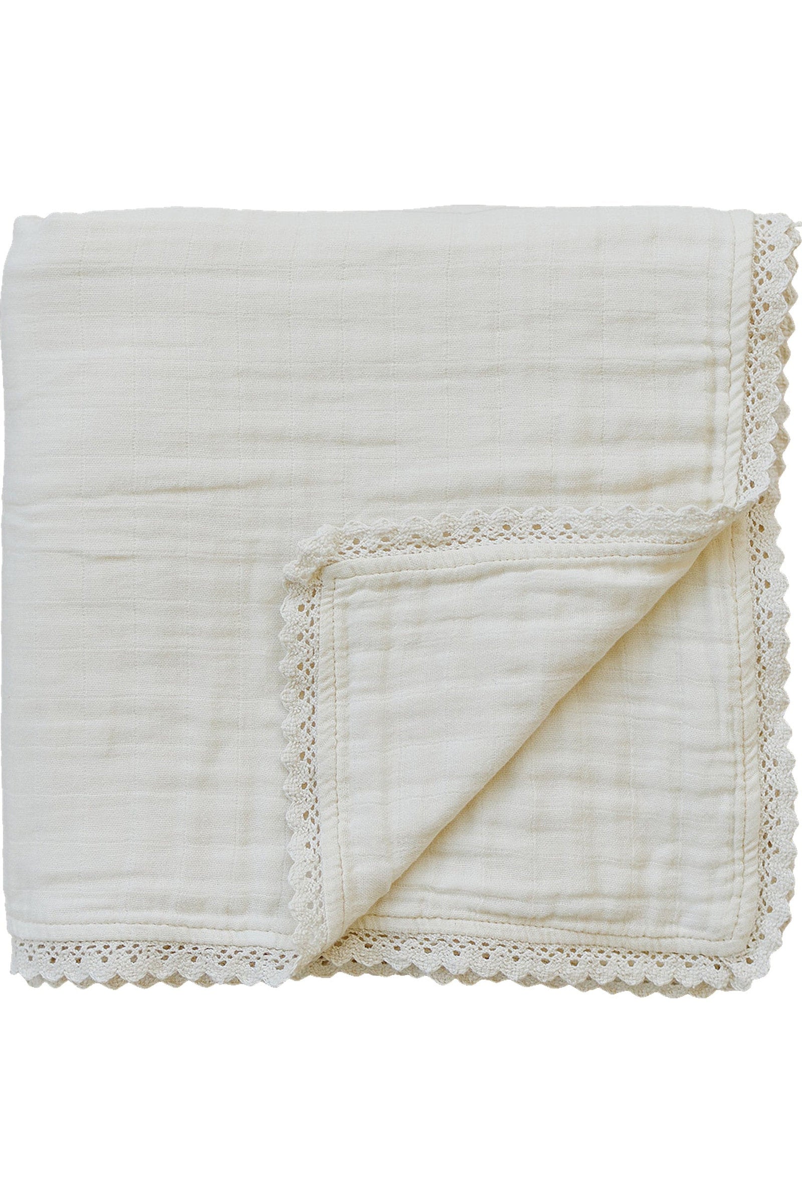 Cream Lace Lightweight Muslin Crib Quilt, 100% Cotton, Baby Essentials