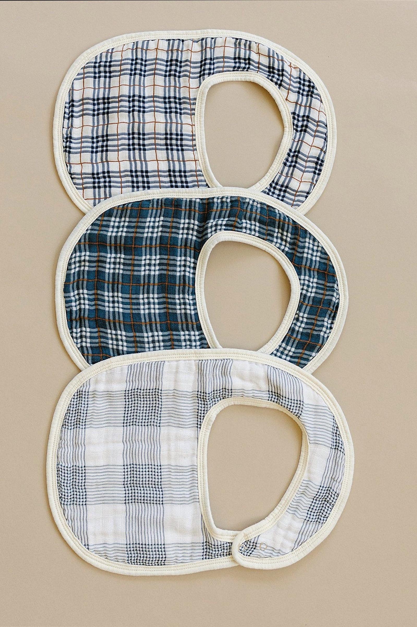 Coastal Plaid Classic Muslin Bib, 100% Cotton, Baby Essentials