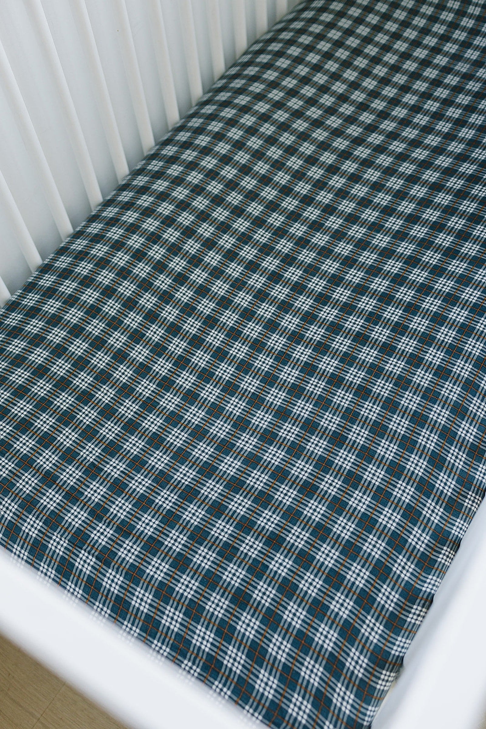 Navy Plaid Muslin Crib Sheet, 100% Cotton, Baby Essentials