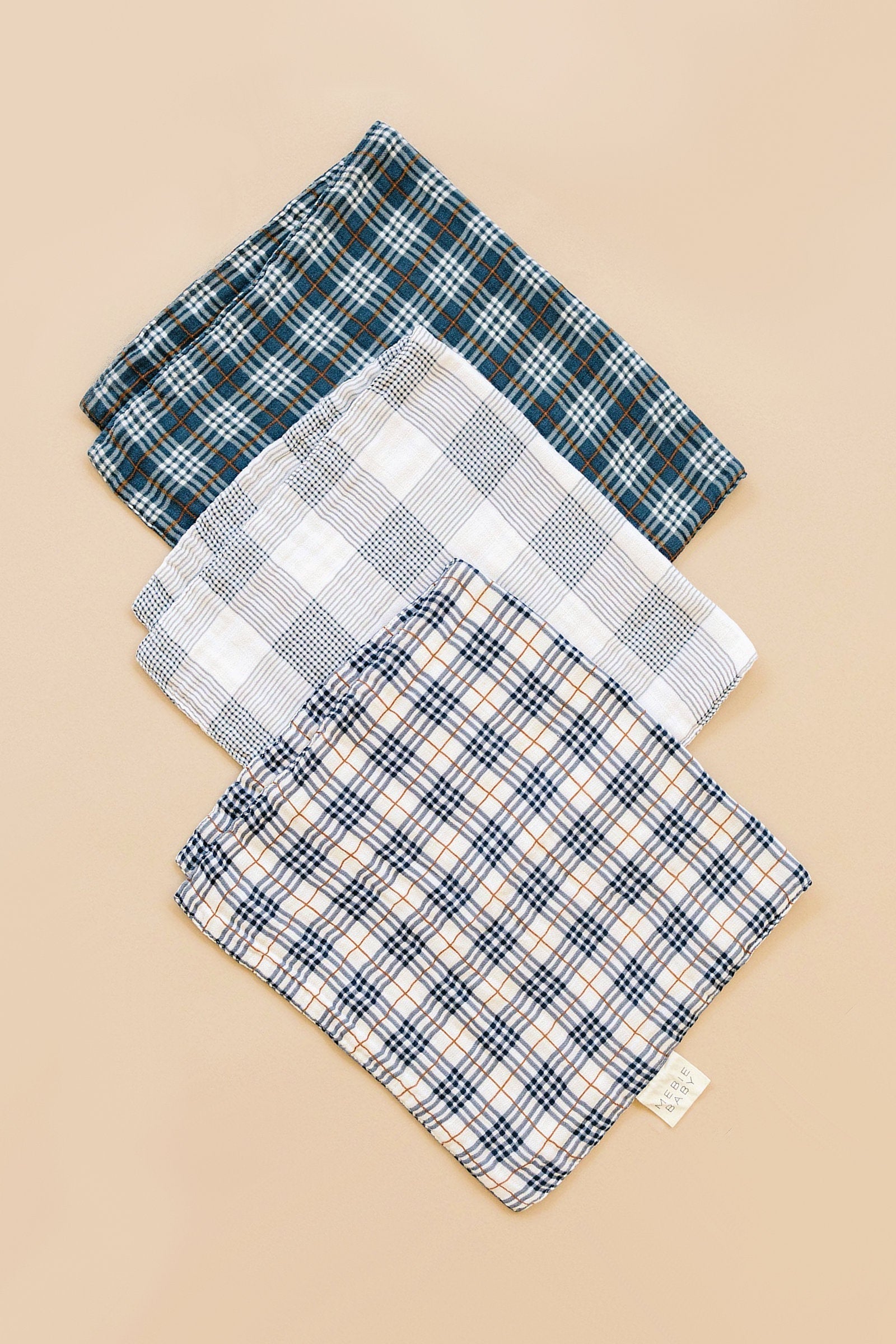 Navy Plaid Muslin Burp Cloth, 100% Cotton, Baby Essentials