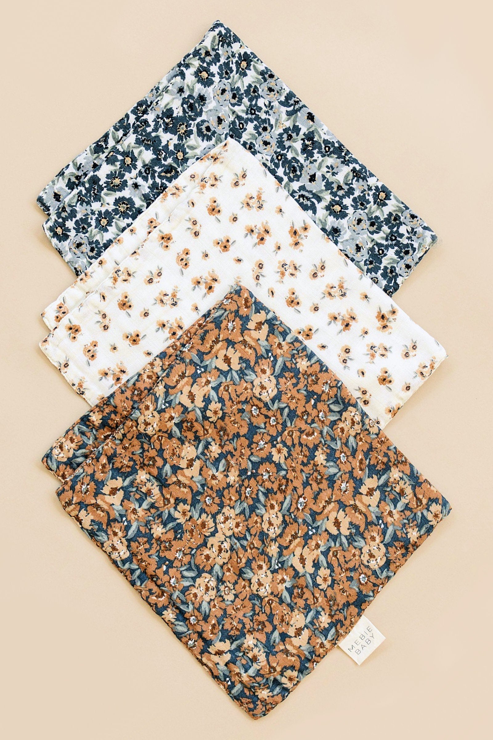 Venetian Floral Muslin Burp Cloth, 100% Cotton, Baby Essentials
