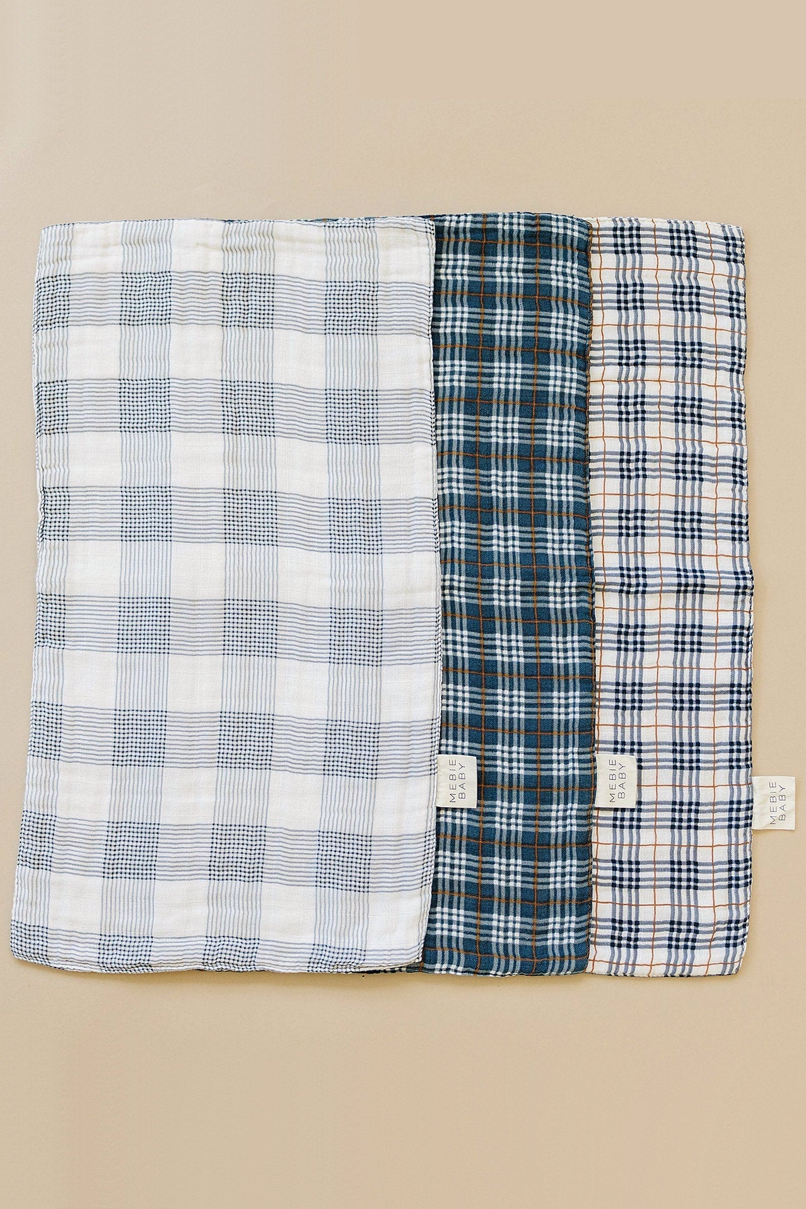 Coastal Plaid Muslin Burp Cloth, 100% Cotton, Baby Essentials