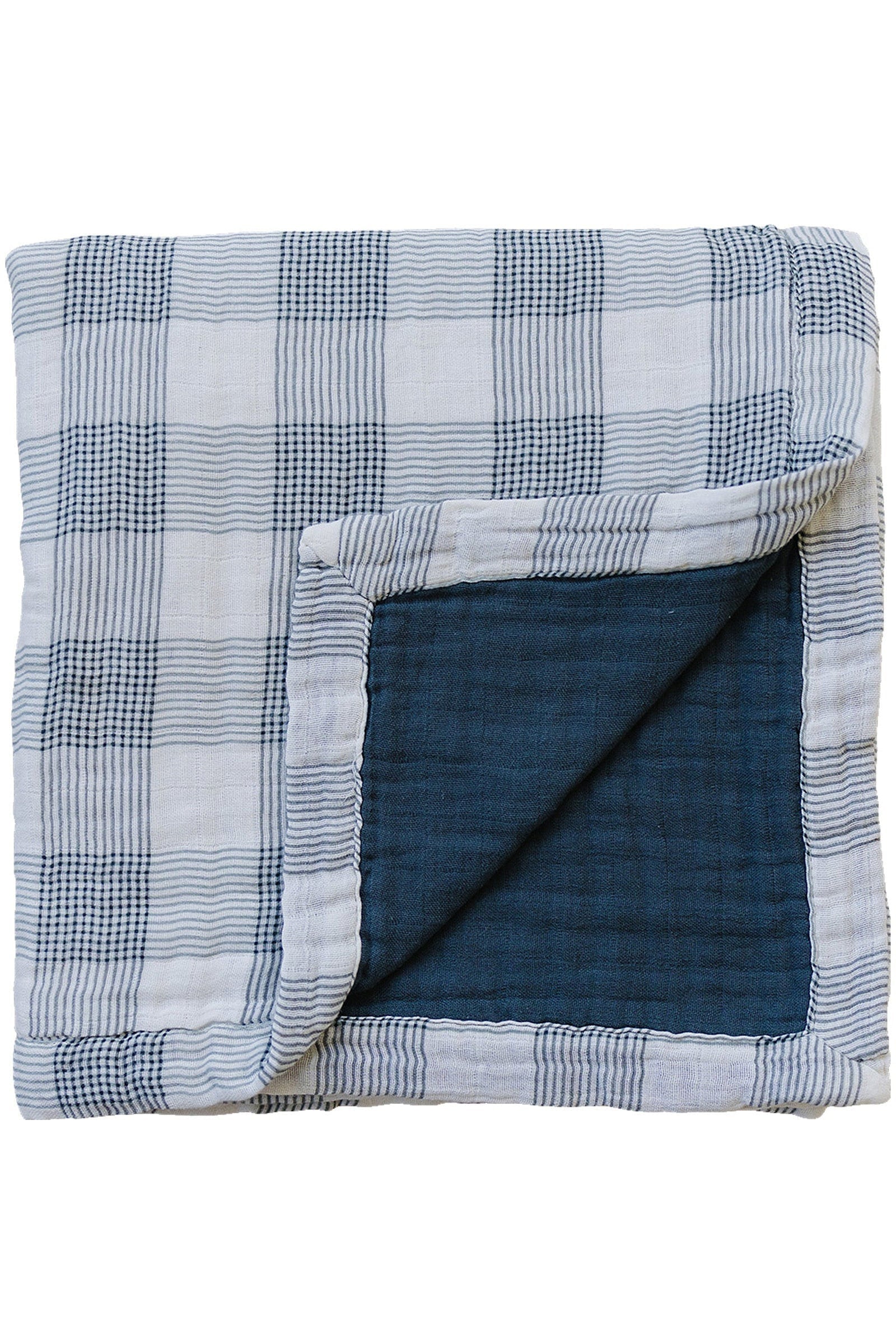 Coastal Plaid + Navy Crib Lightweight Muslin Crib Quilt, 100% Cotton, Baby Essentials
