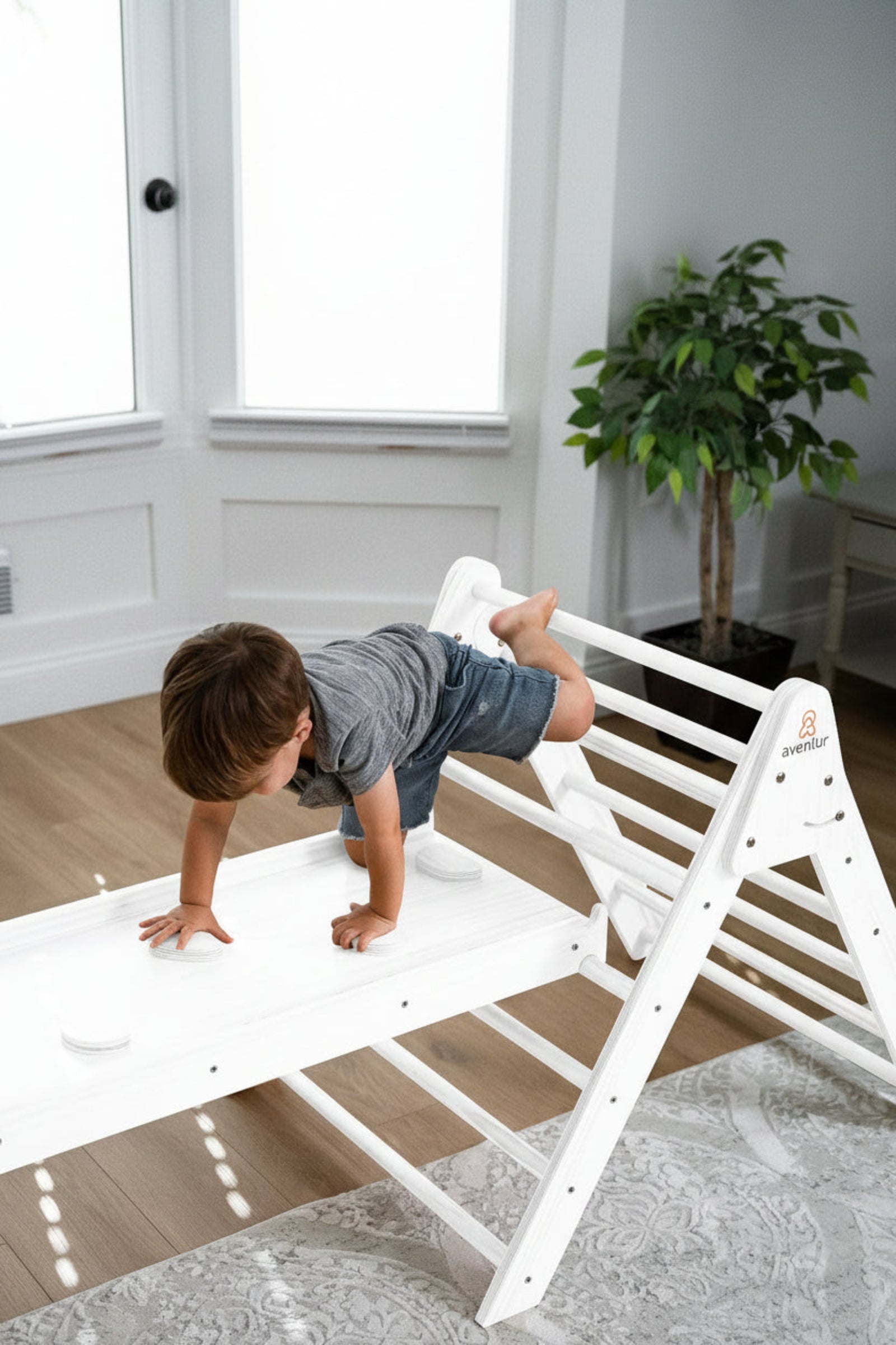 Hazel Baby & Toddler Gym Playset, Pikler Triangle, Slide & Rocker, Thick Rocker Cushion
