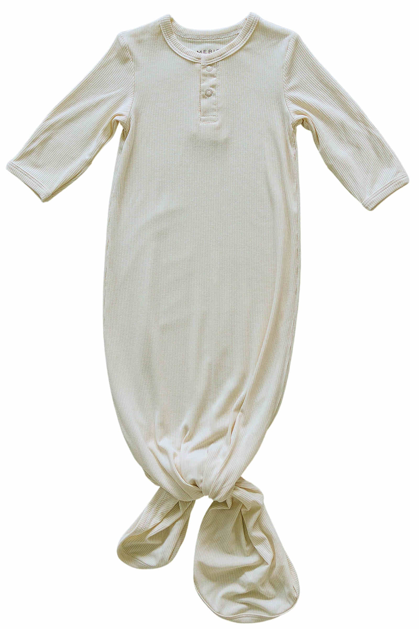 Cream Ribbed Knot Gown, Bamboo, Baby Essentials