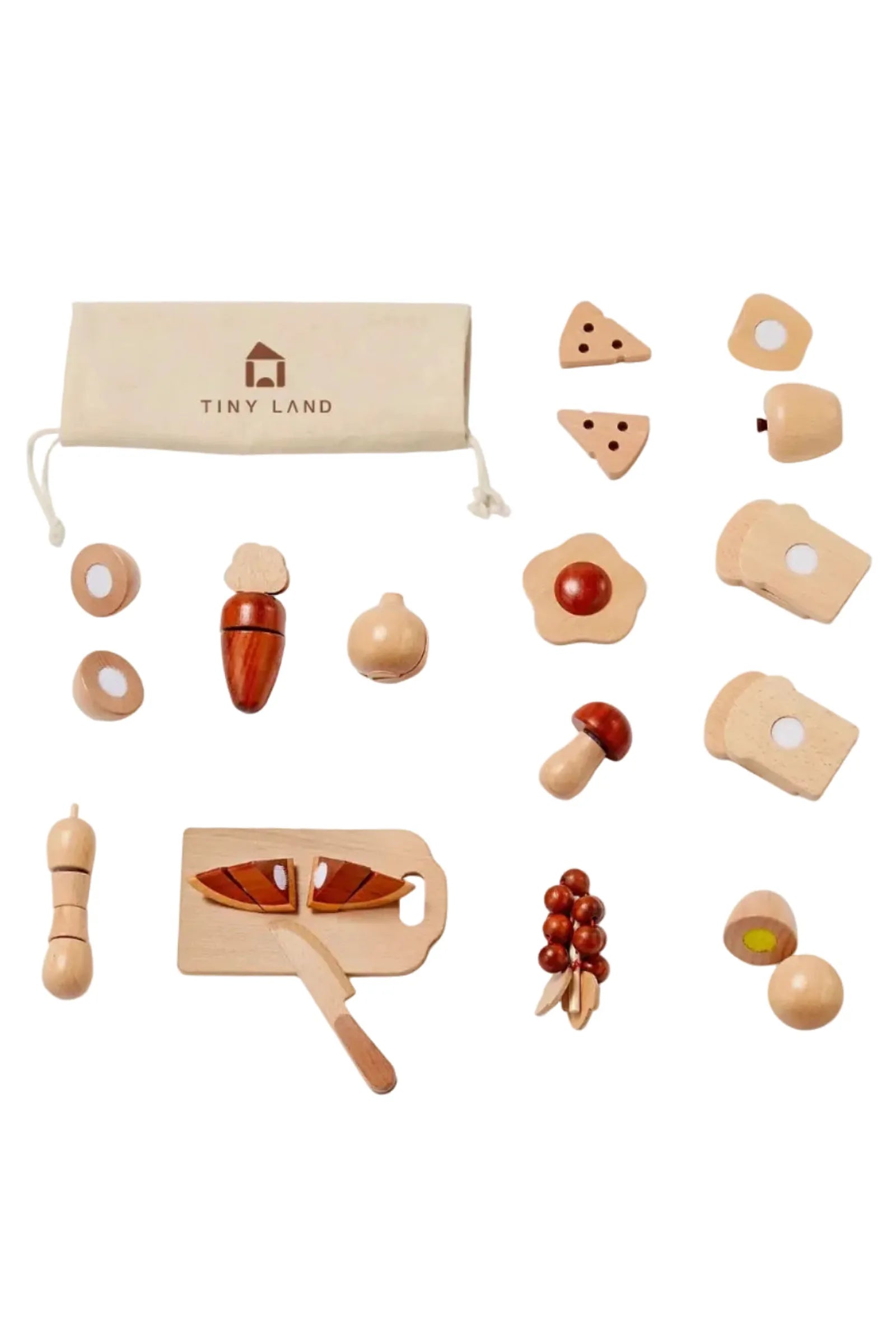 Wooden Cut & Play Food Set for Kids Kitchen Play