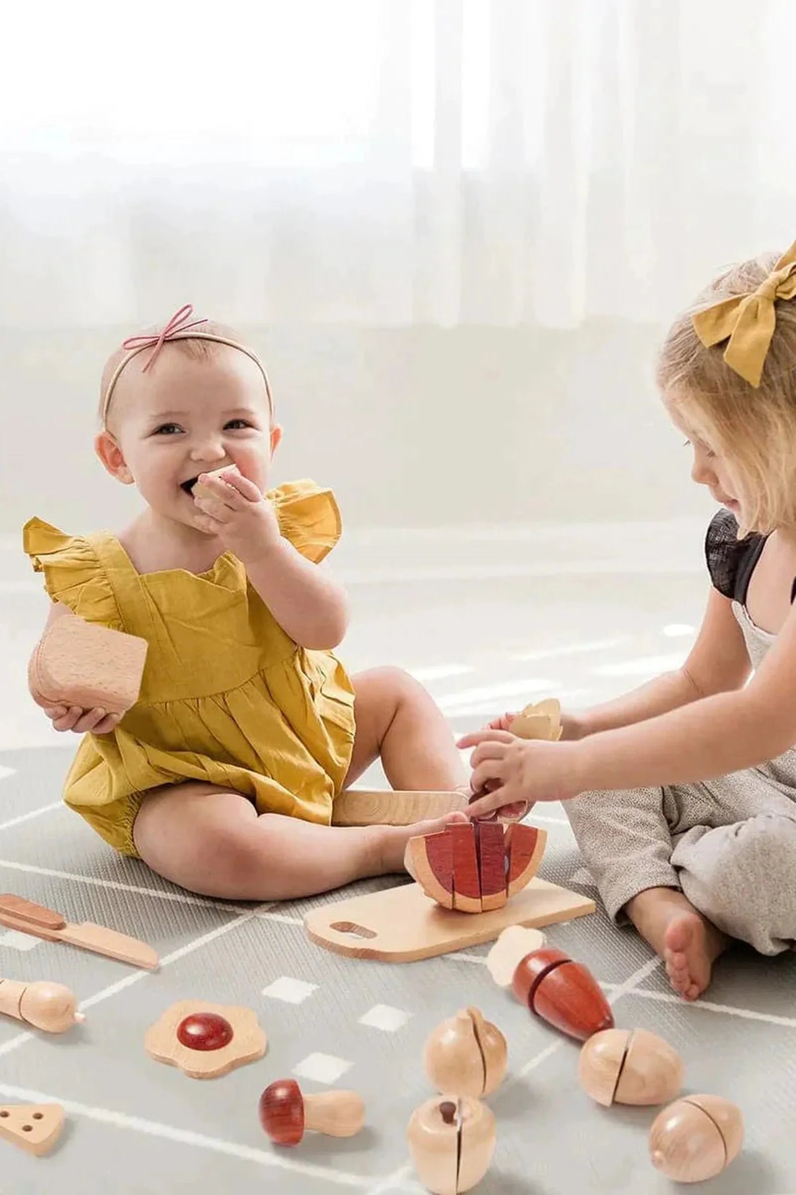 Wooden Cut & Play Food Set for Kids Kitchen Play
