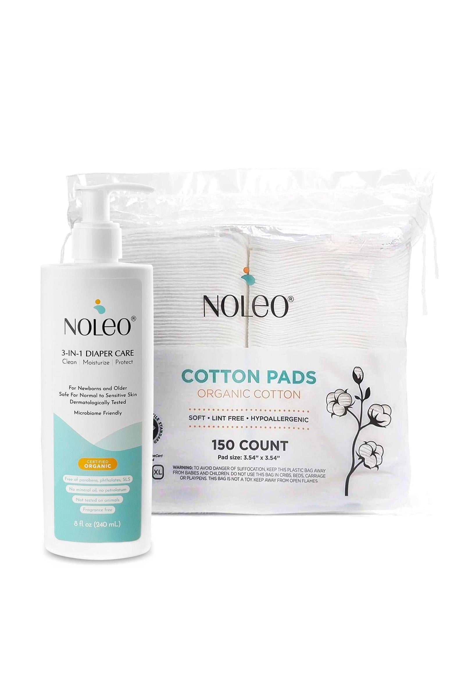 NOLEO Diaper Rash Cream & Cotton Pads, Bundle