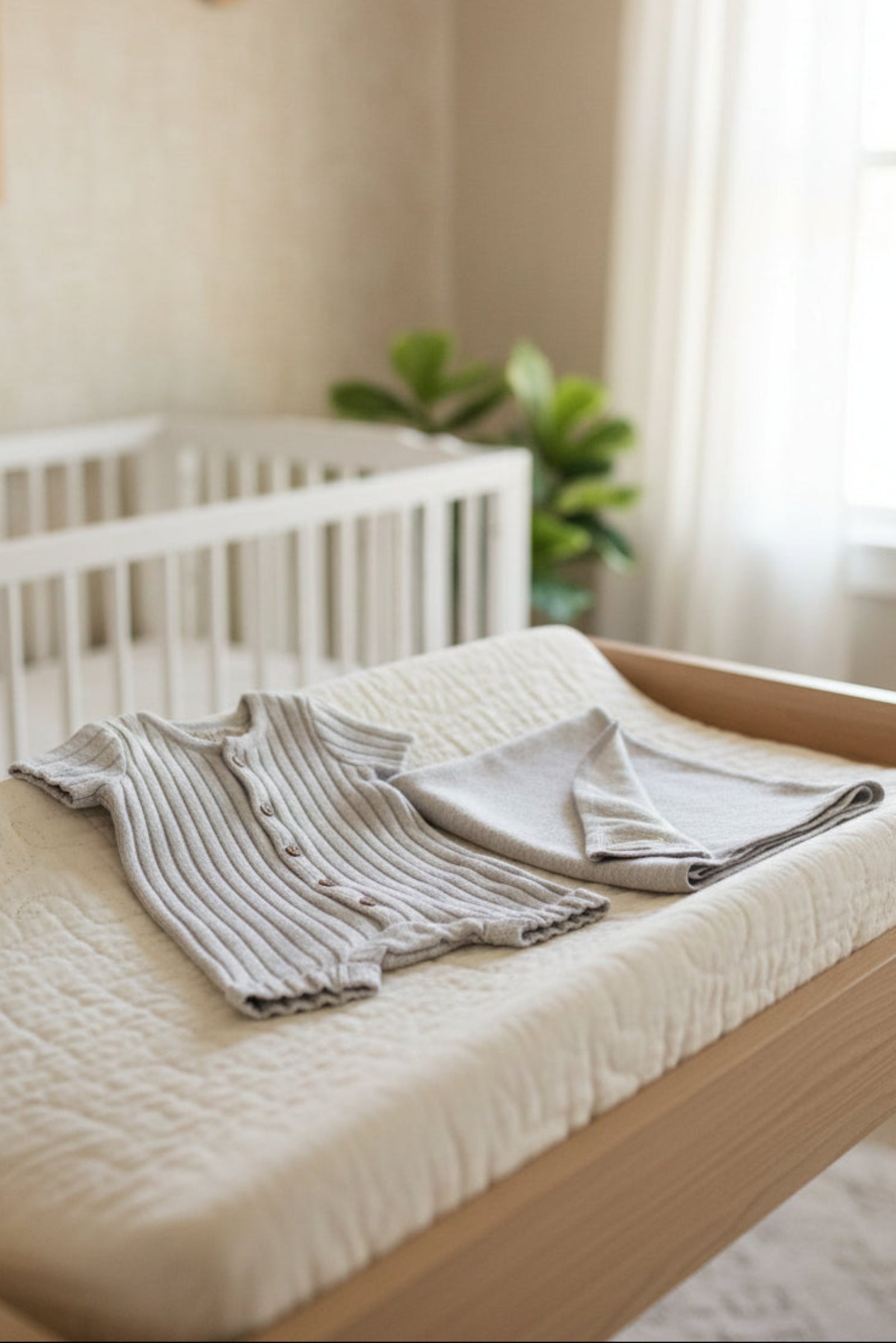 Organic Cotton Shortie Romper & Jacquard Blanket Gift Set, Lite Grey, Newborn