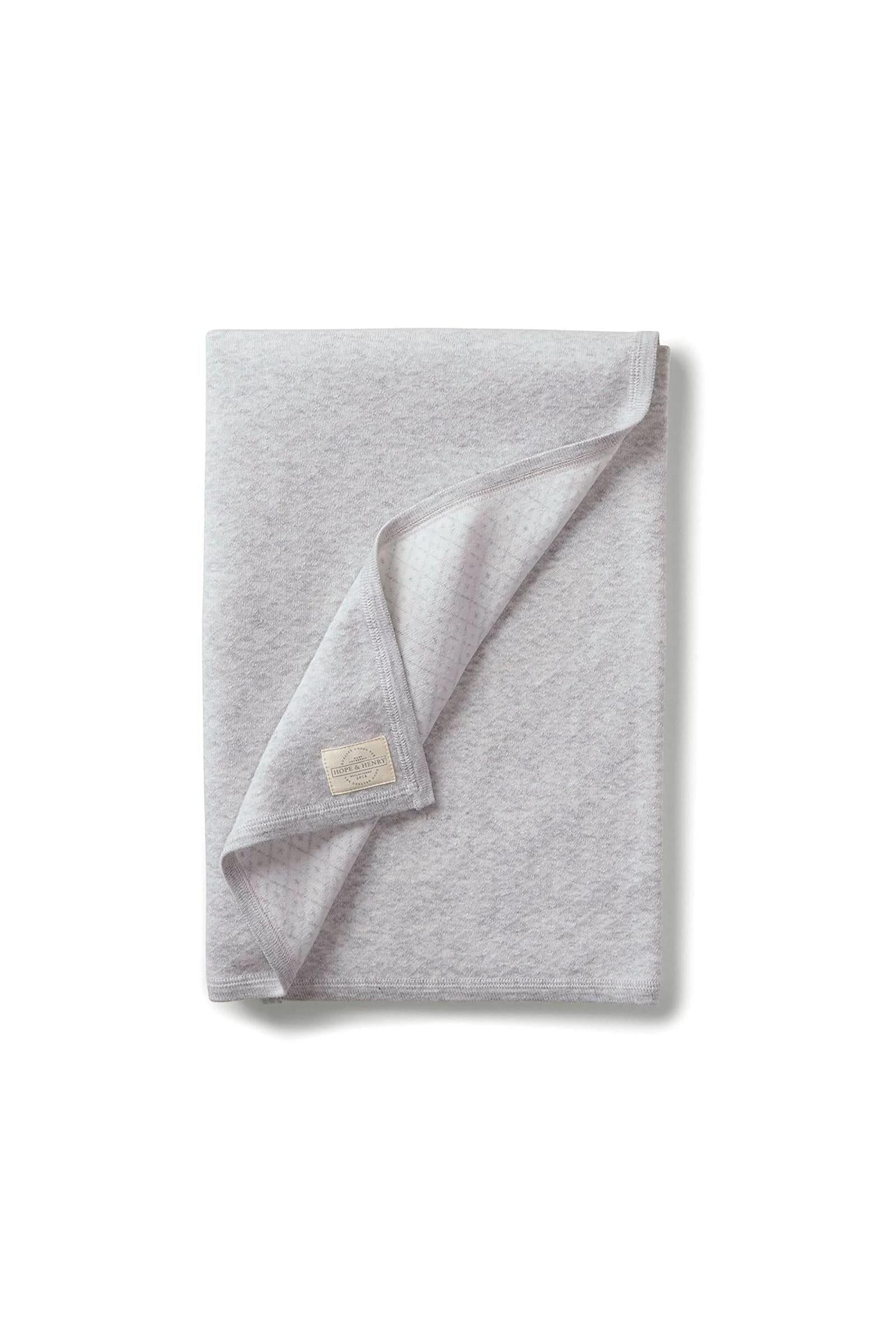 Organic Cotton Shortie Romper & Jacquard Blanket Gift Set, Lite Grey, Newborn
