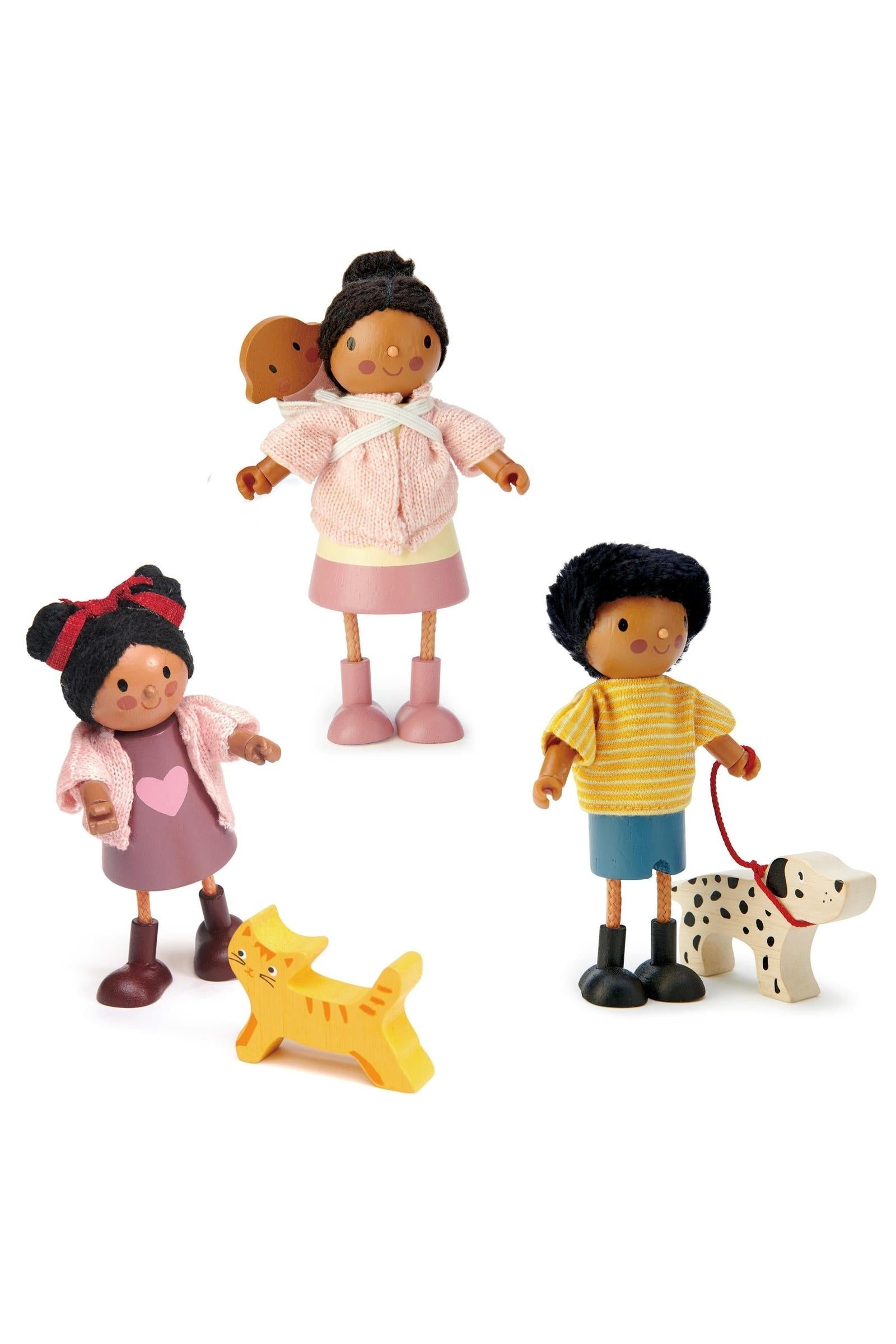 The Forrester Doll Family, Wooden Dollhouse Family & Pets Set