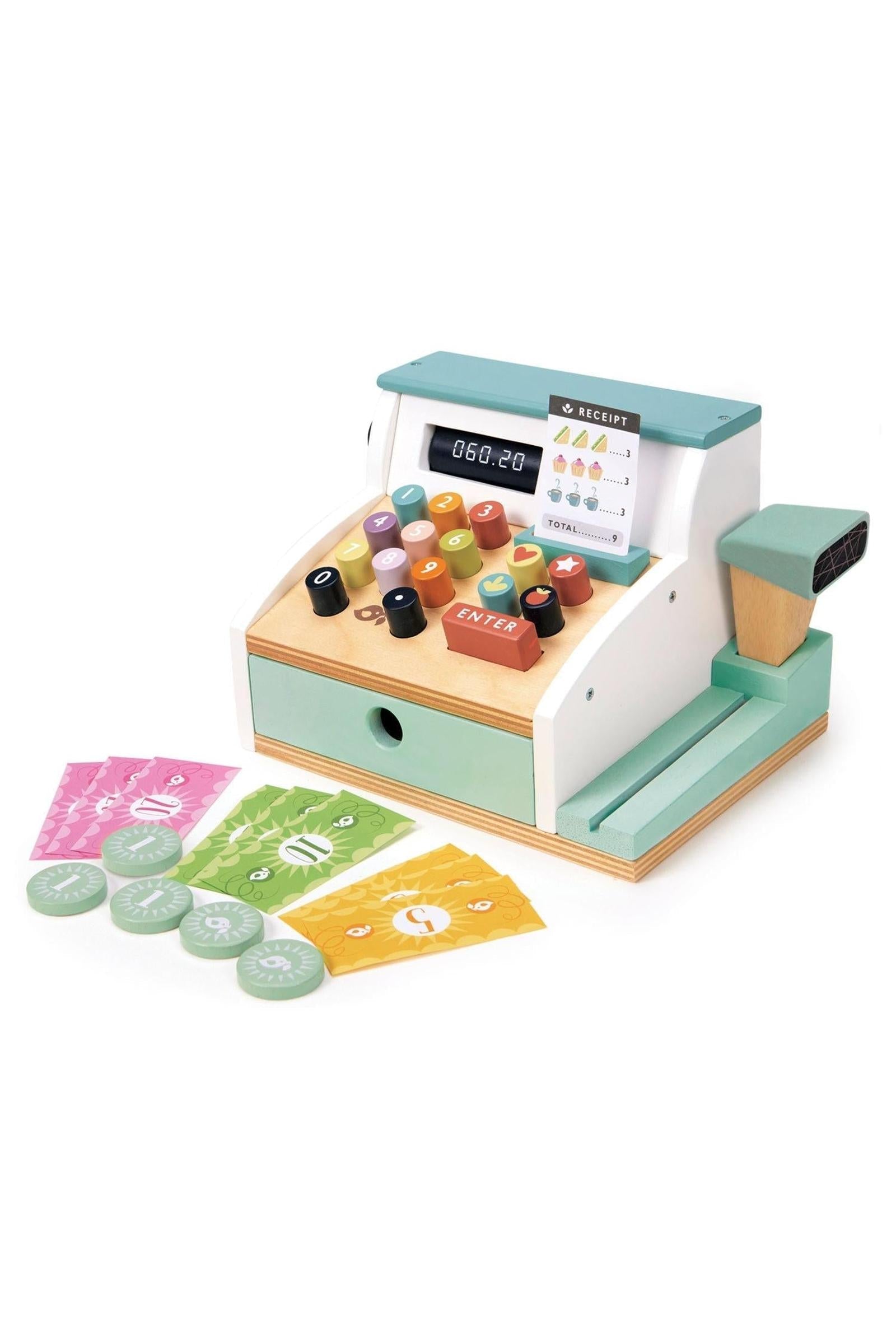 Wooden Toy Cash Register for Pretend Play
