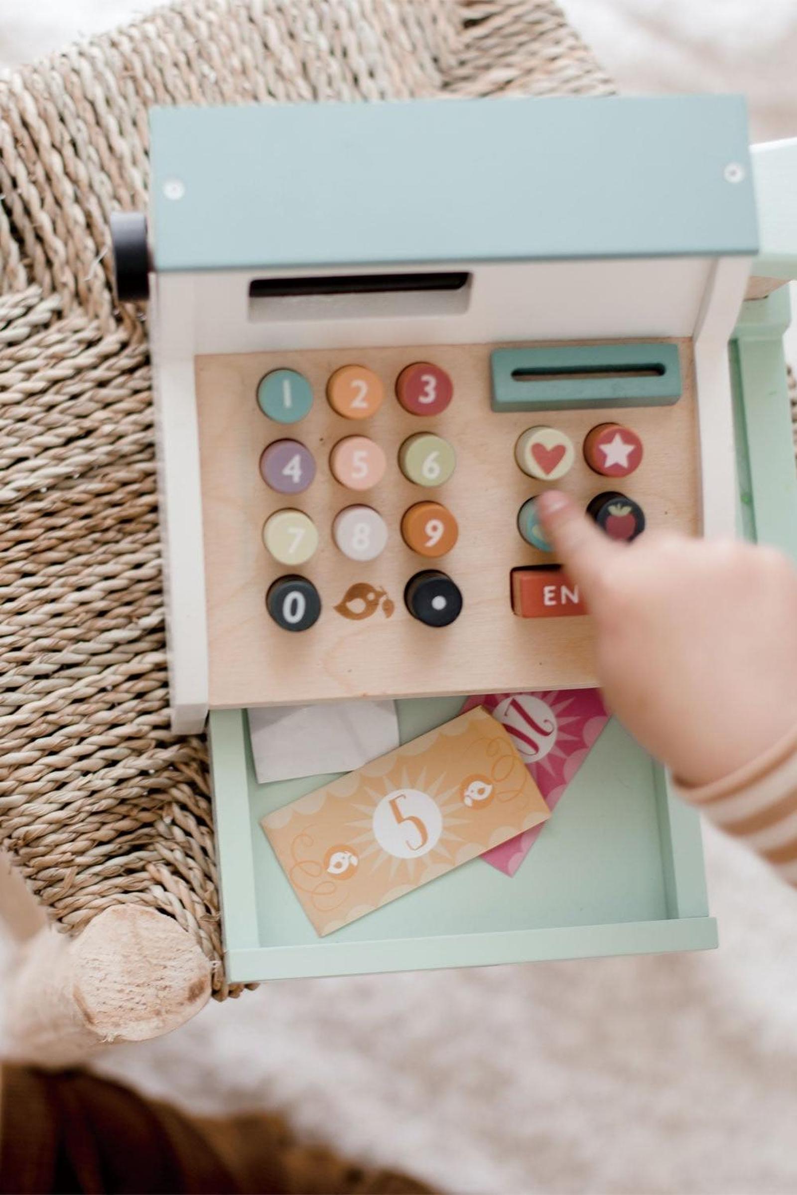 Wooden Toy Cash Register for Pretend Play