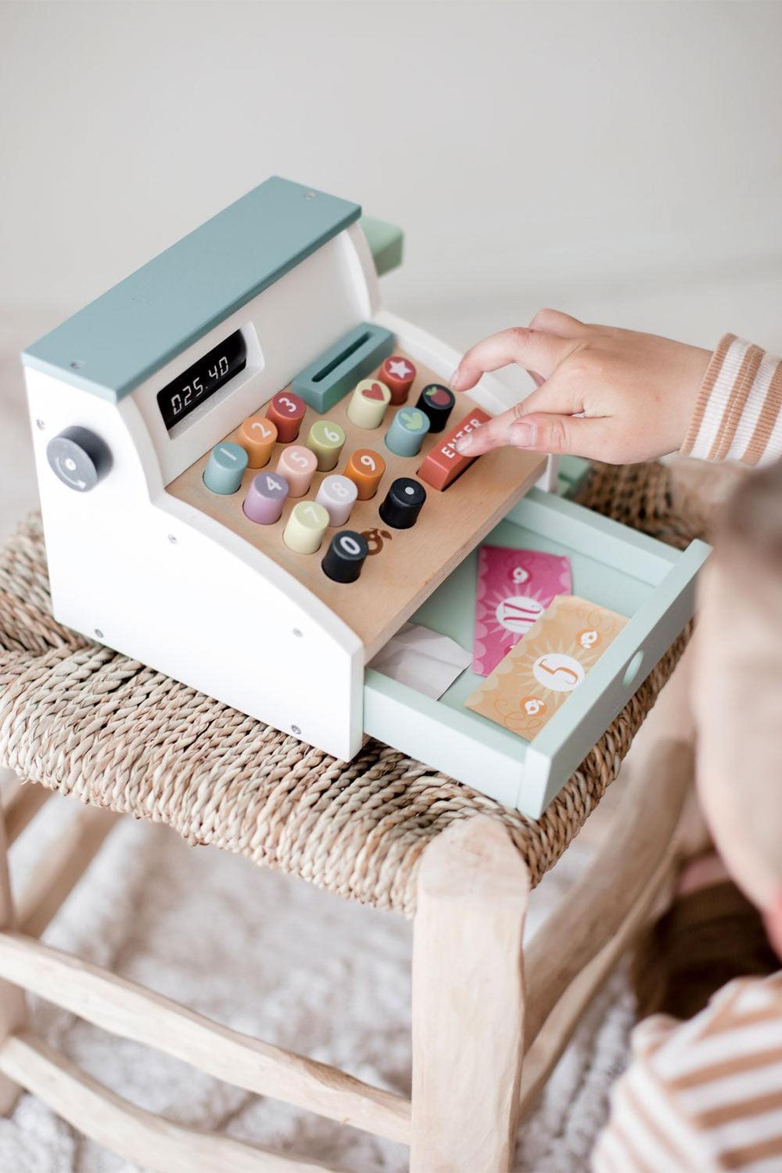 Wooden Toy Cash Register for Pretend Play