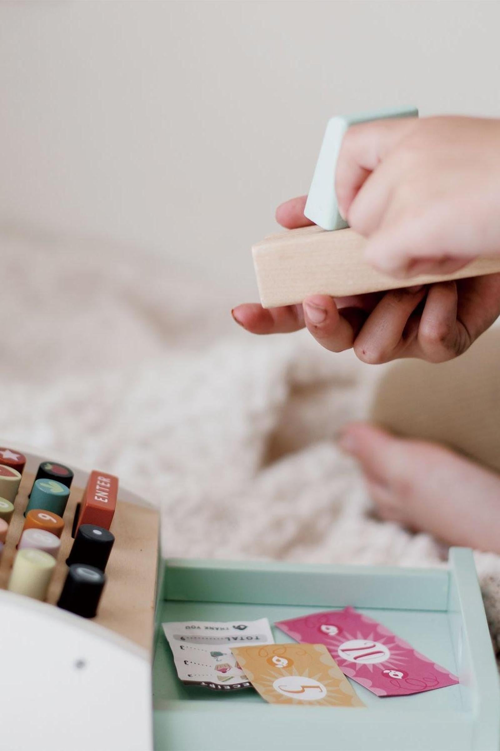 Wooden Toy Cash Register for Pretend Play