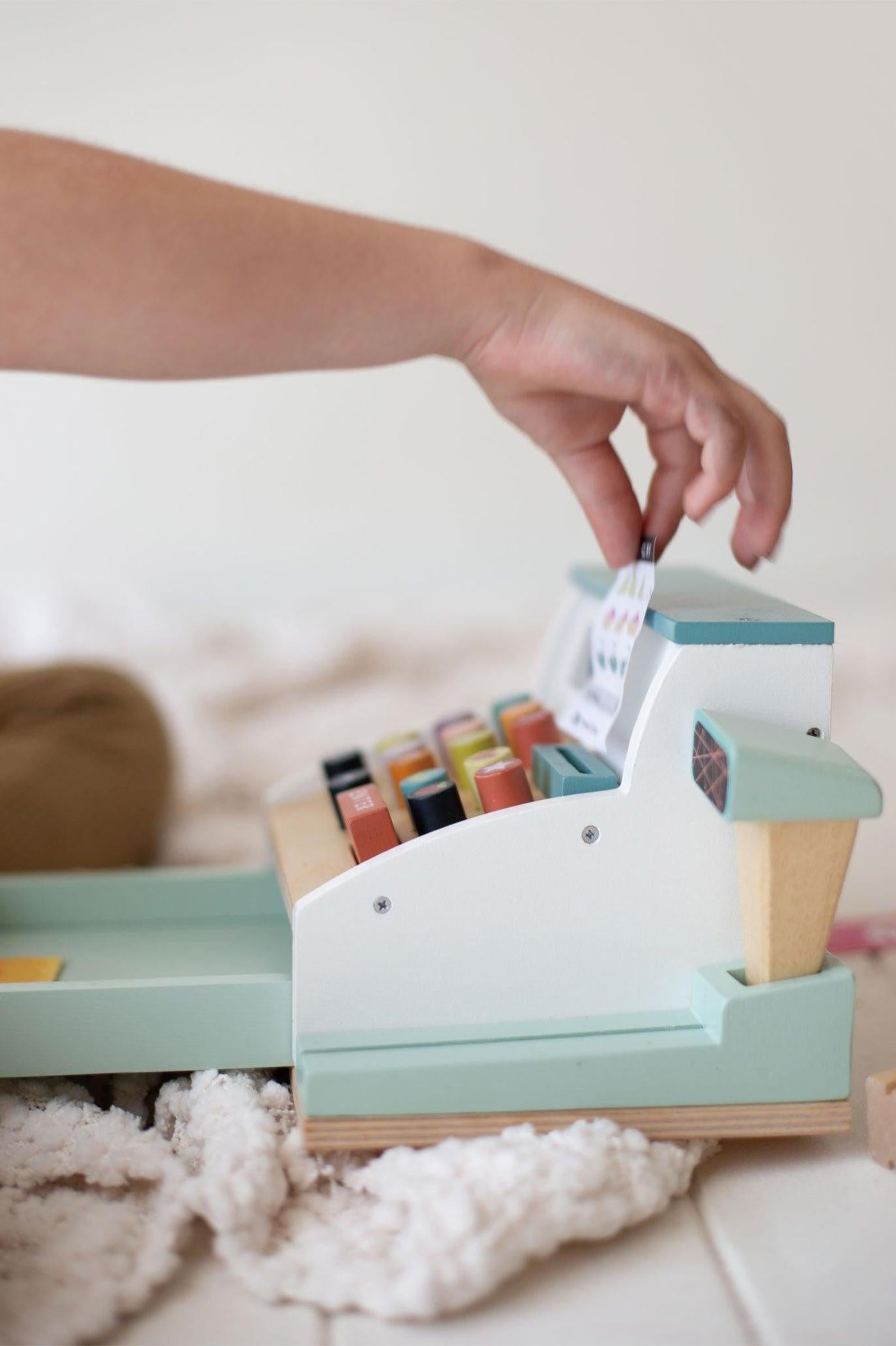Wooden Toy Cash Register for Pretend Play