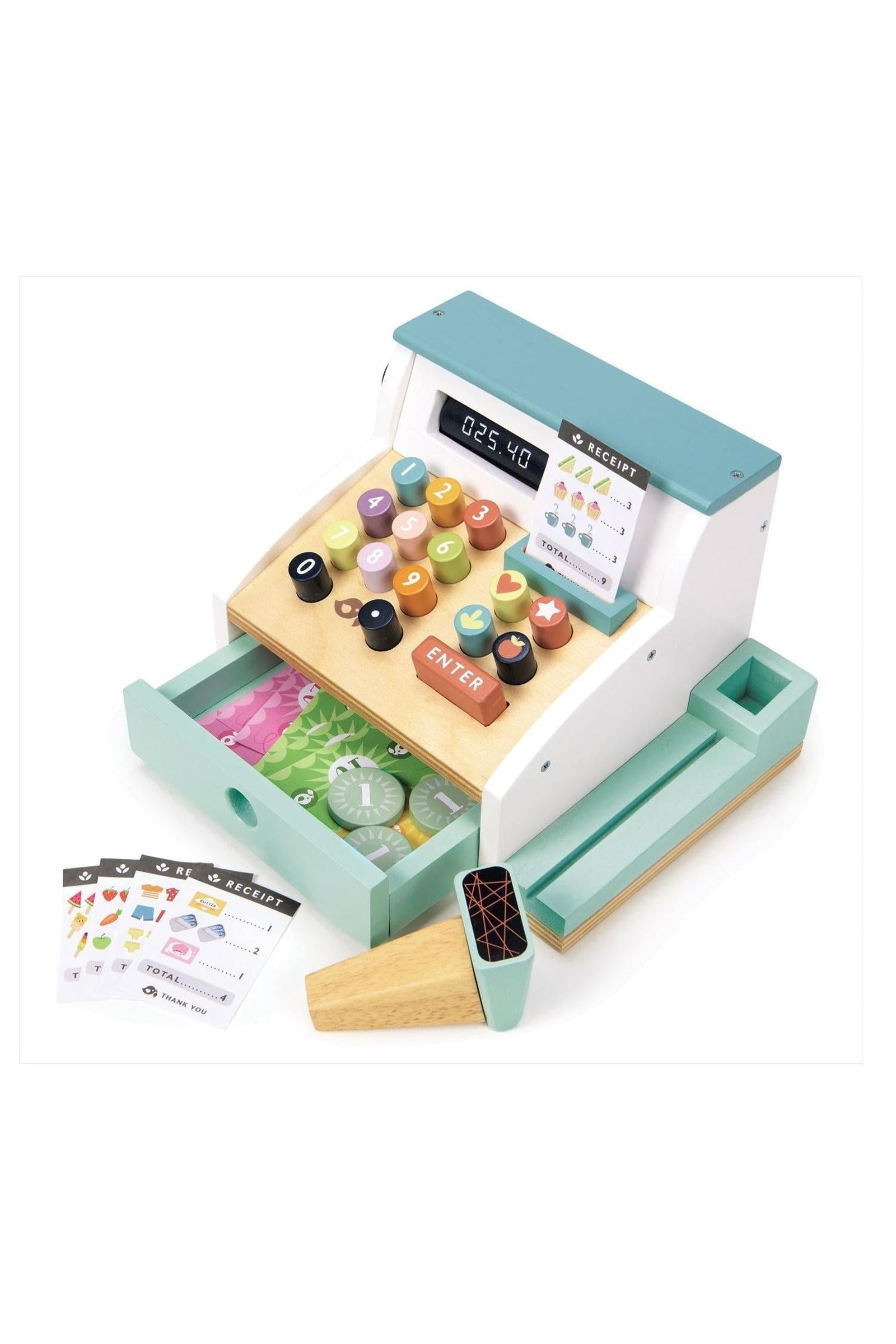 Wooden Toy Cash Register for Pretend Play