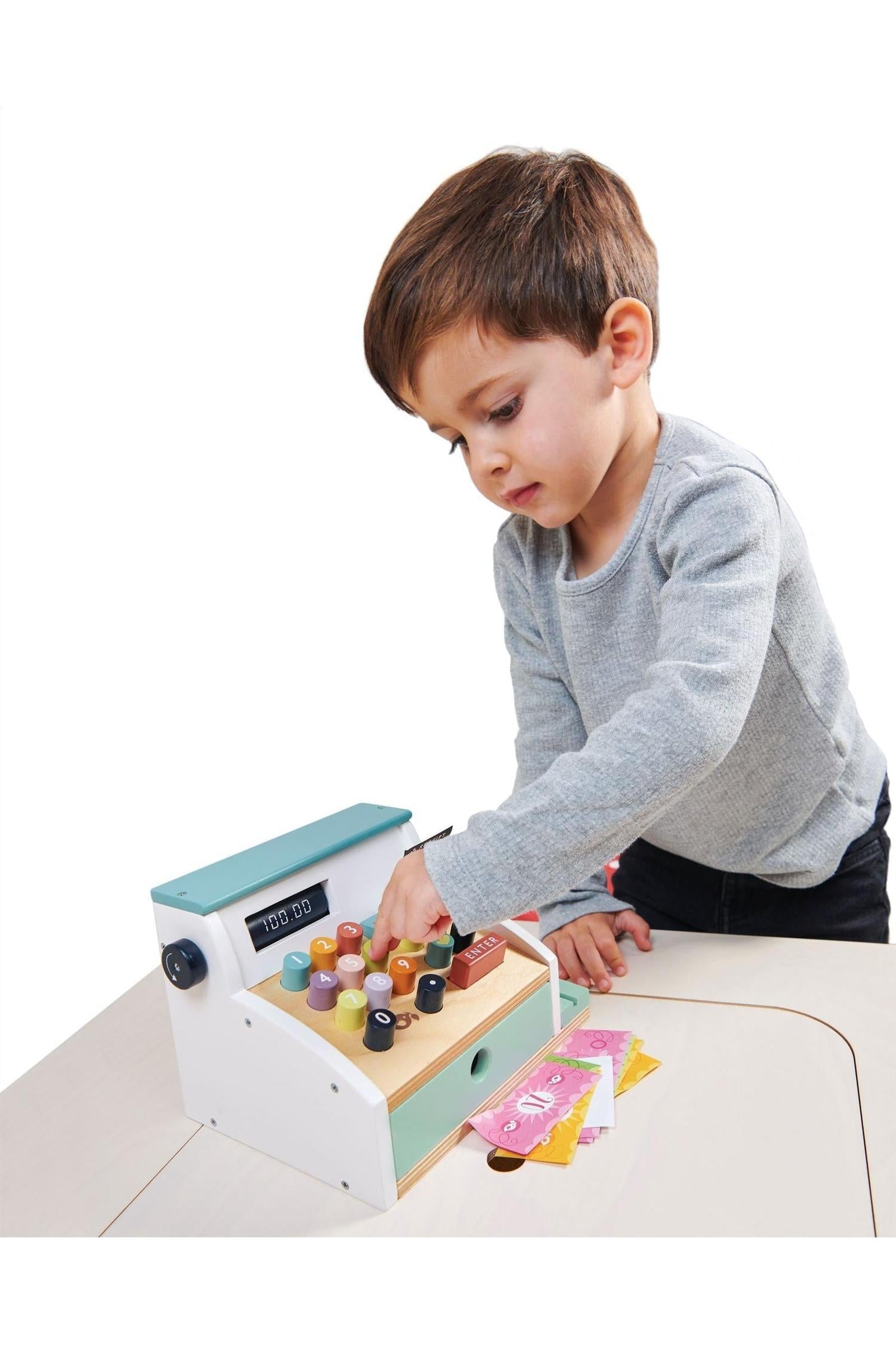 Wooden Toy Cash Register for Pretend Play