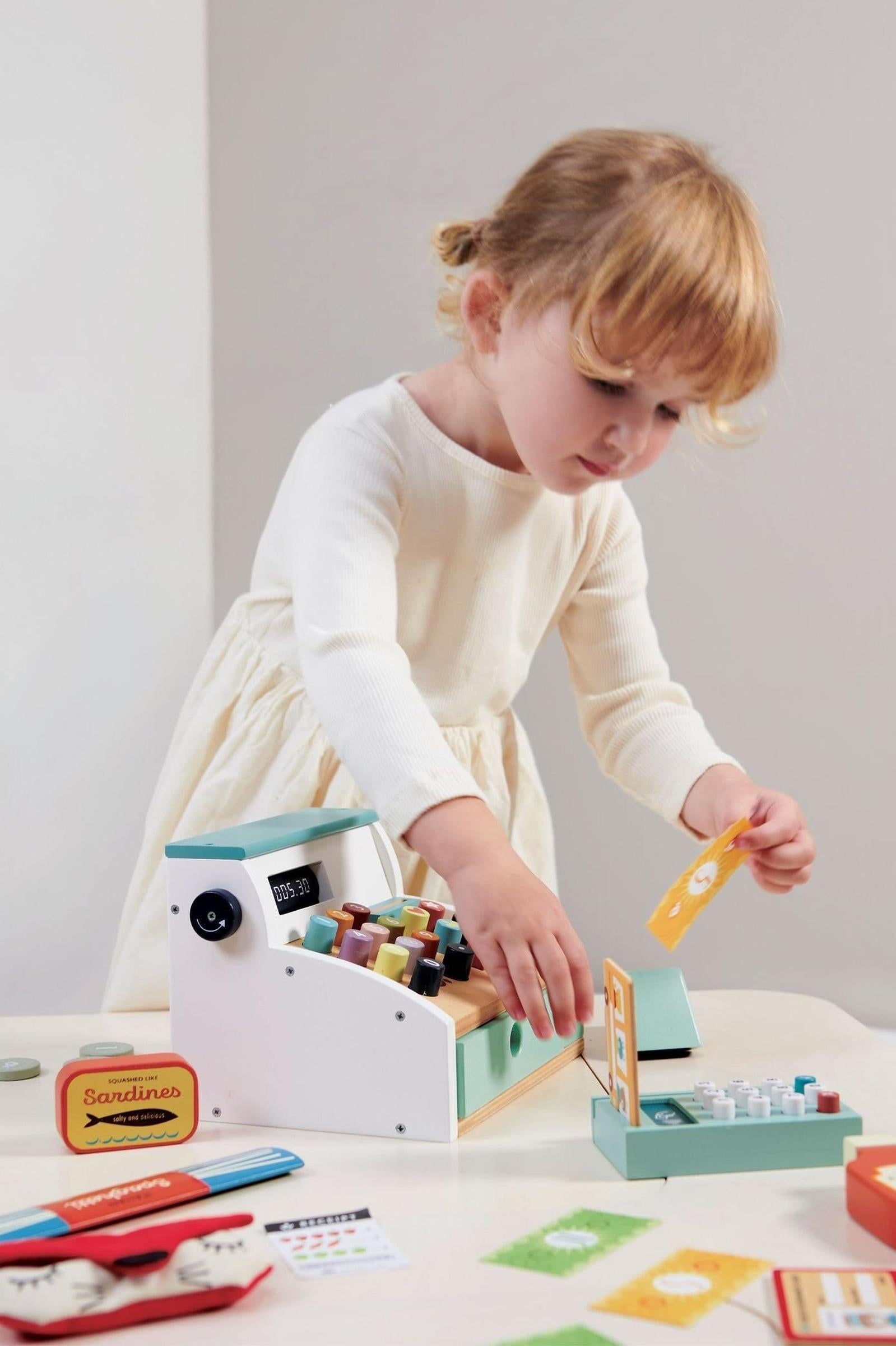 Wooden Toy Cash Register for Pretend Play